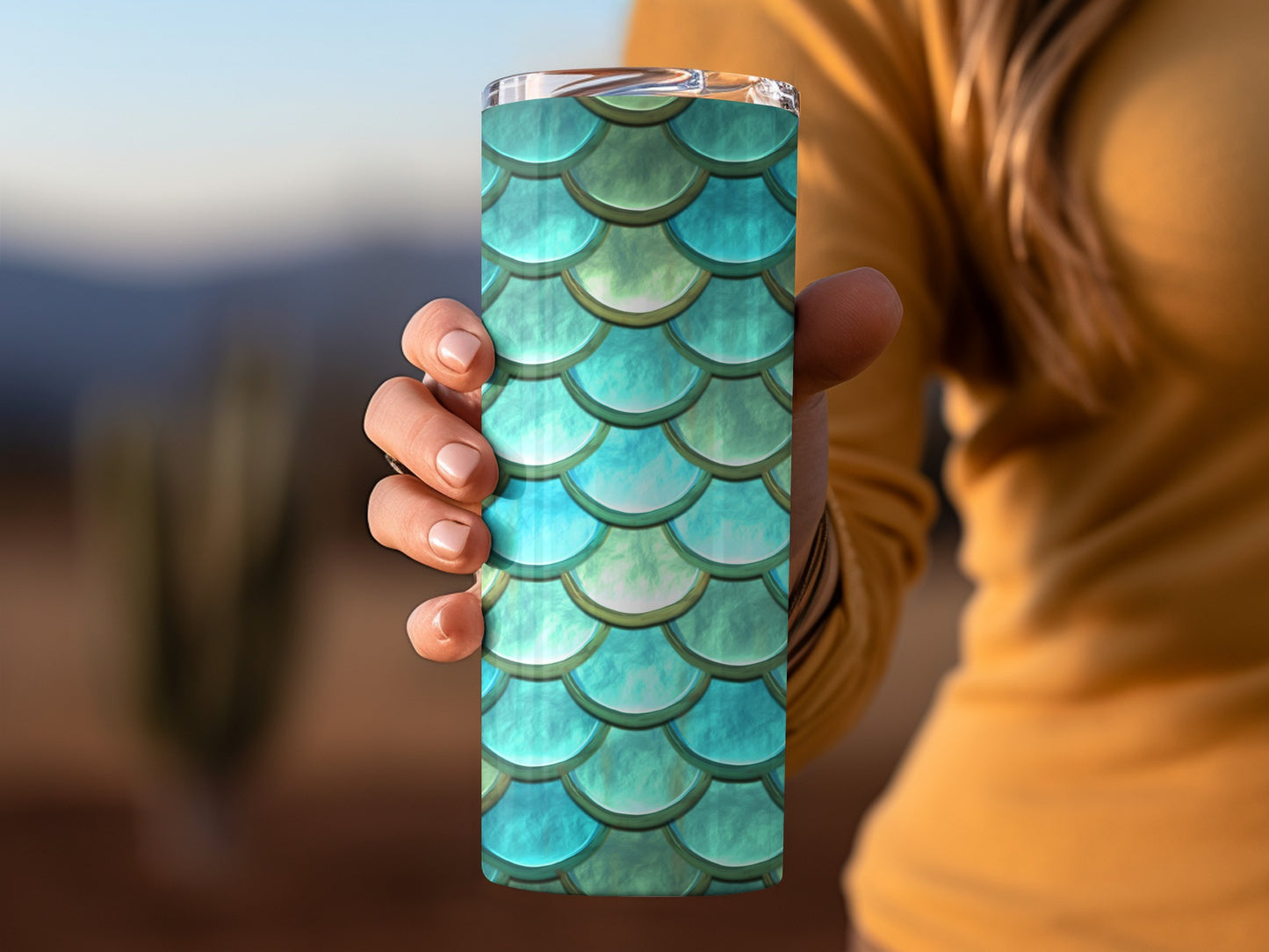 Scales Pattern in Teal and Gold Fish Style Tumblers