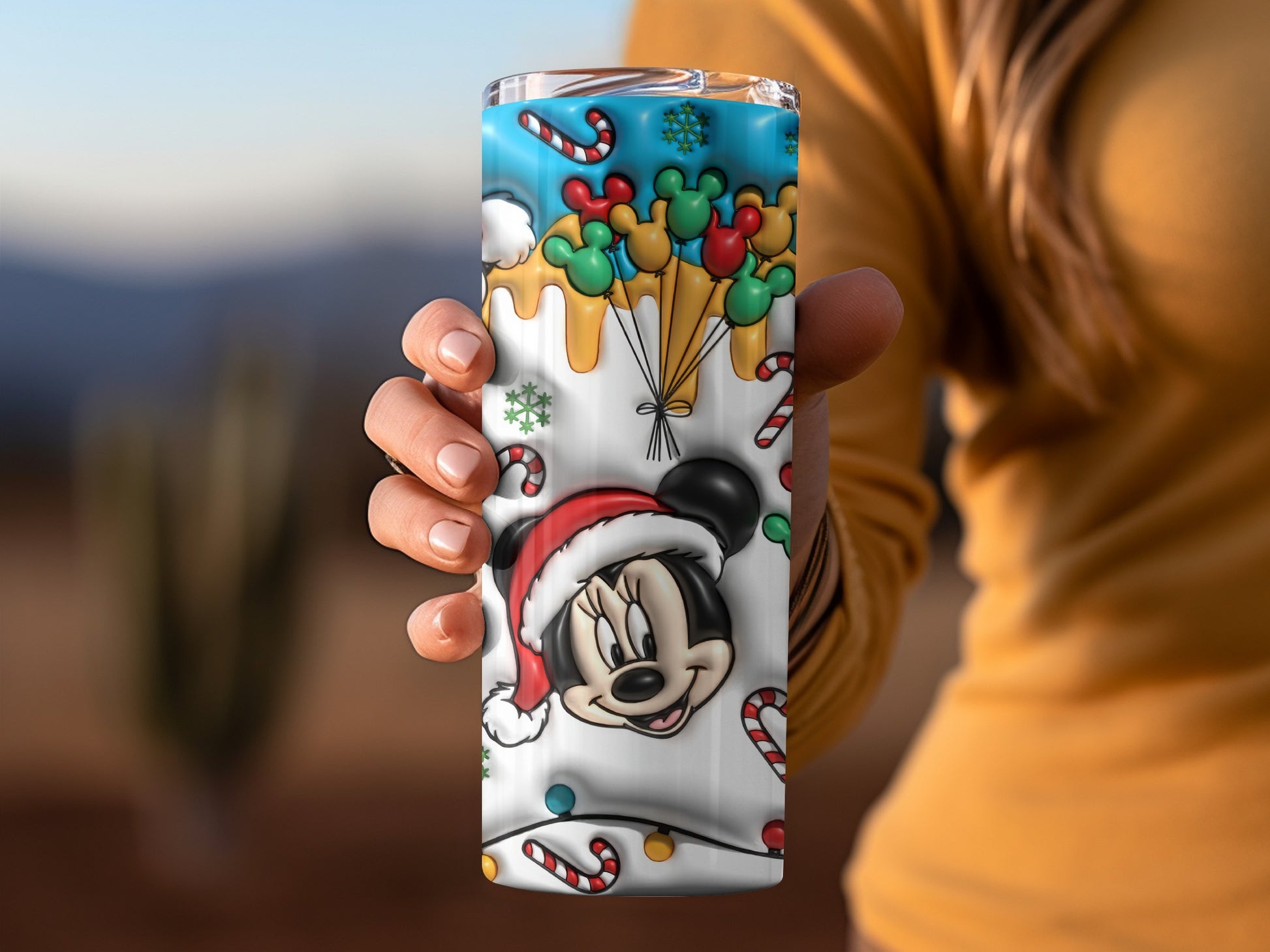 Colorful Festive Christmas Themed Tumbler With Mickey Design