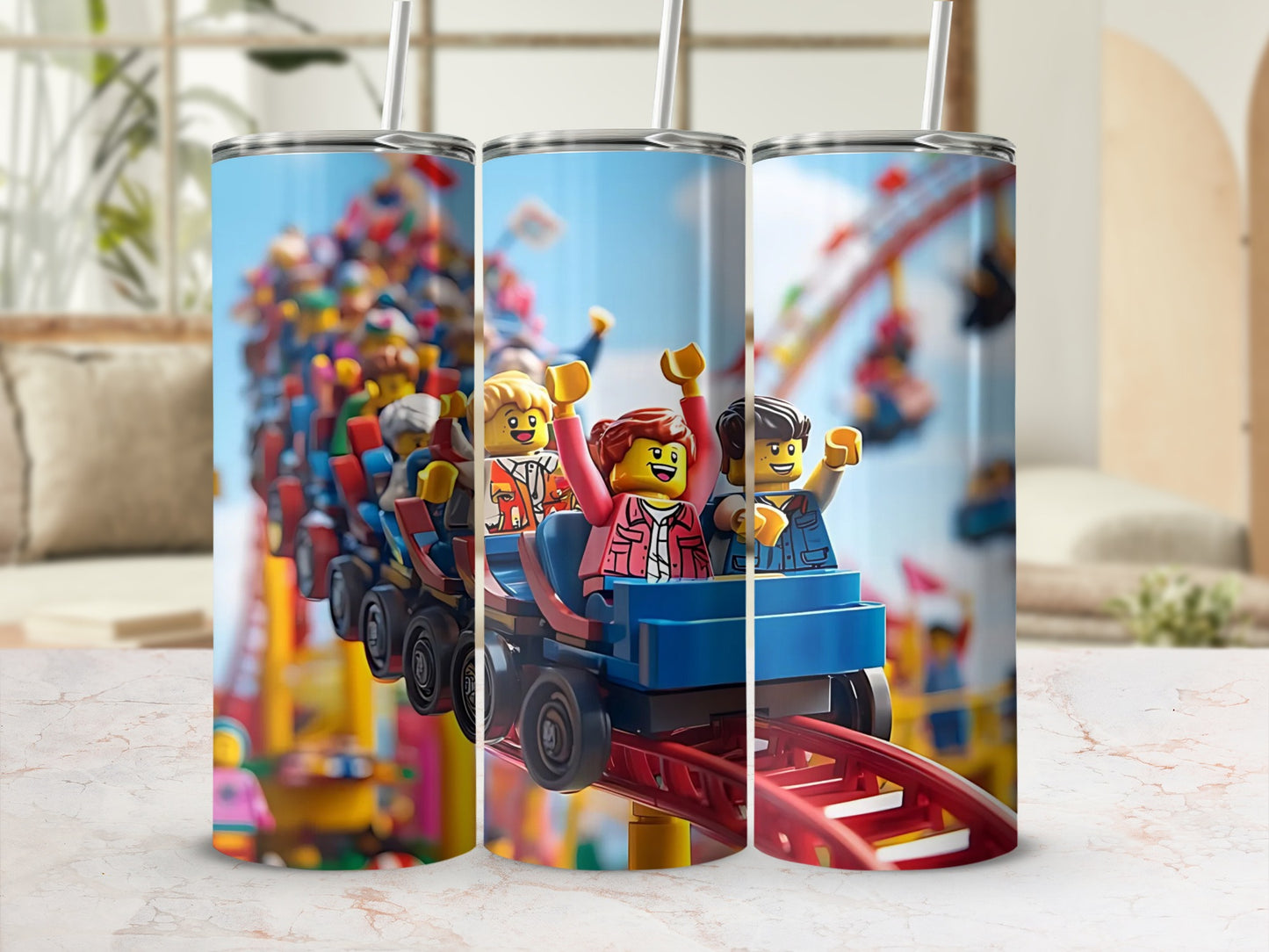 Colorful Roller Coaster Themed Tumblers for Drinkware