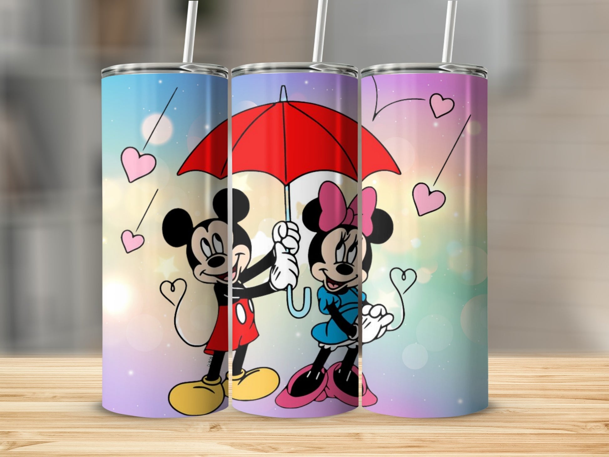 Adorable Couple Illustration Tumbler with Hearts