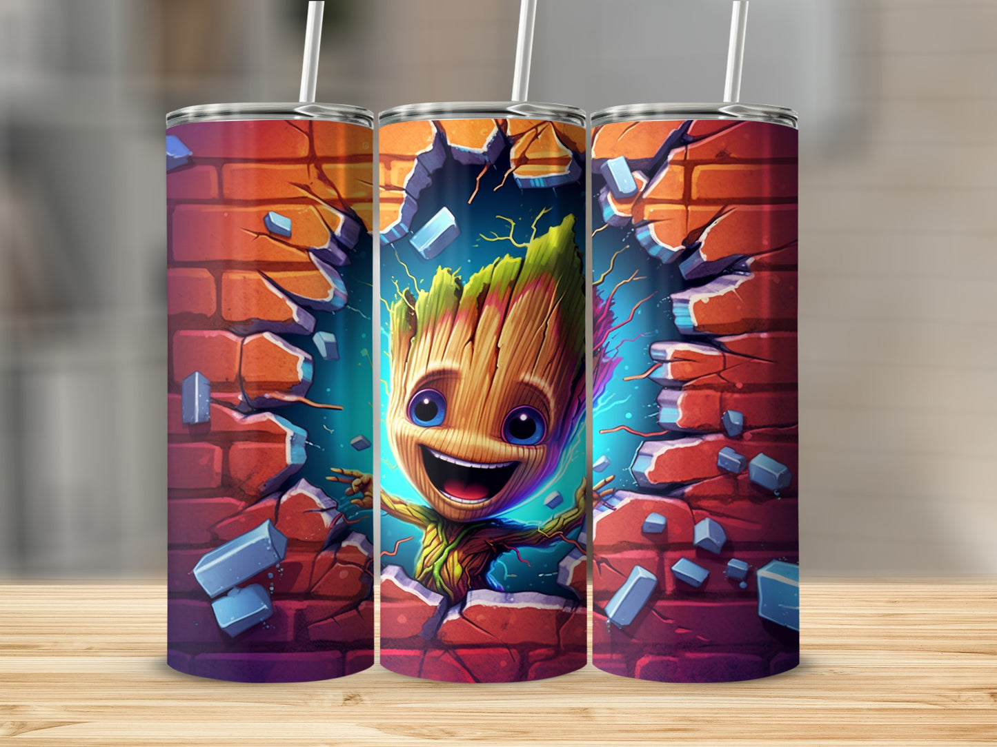 Colorful breaking wall graphic vibrant tumbler