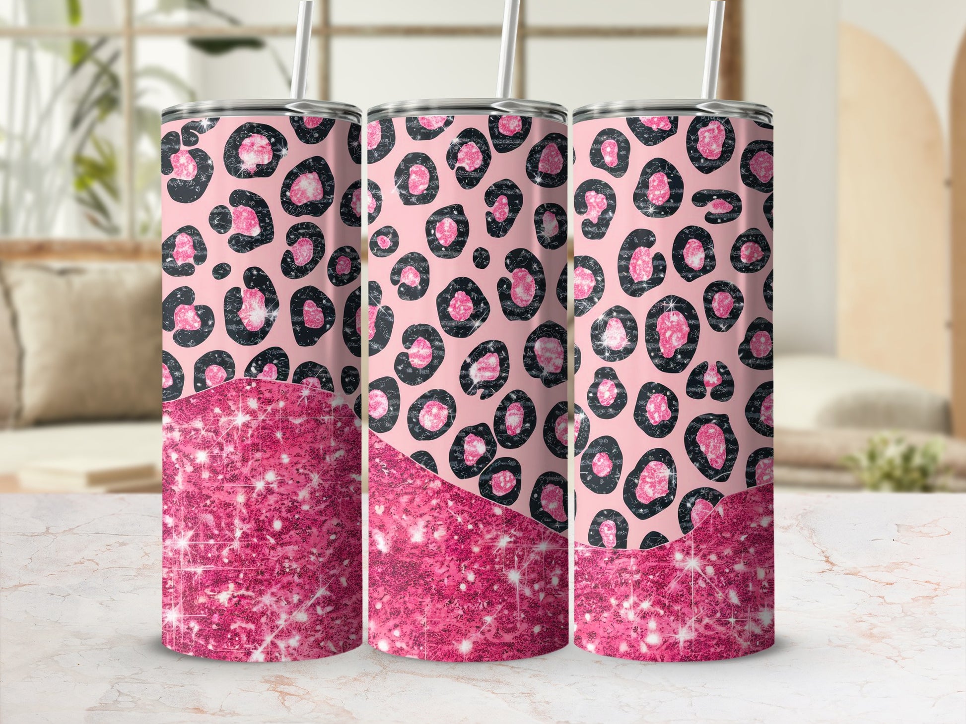 Pink Leopard Glitter Sparkle Tumbler product type