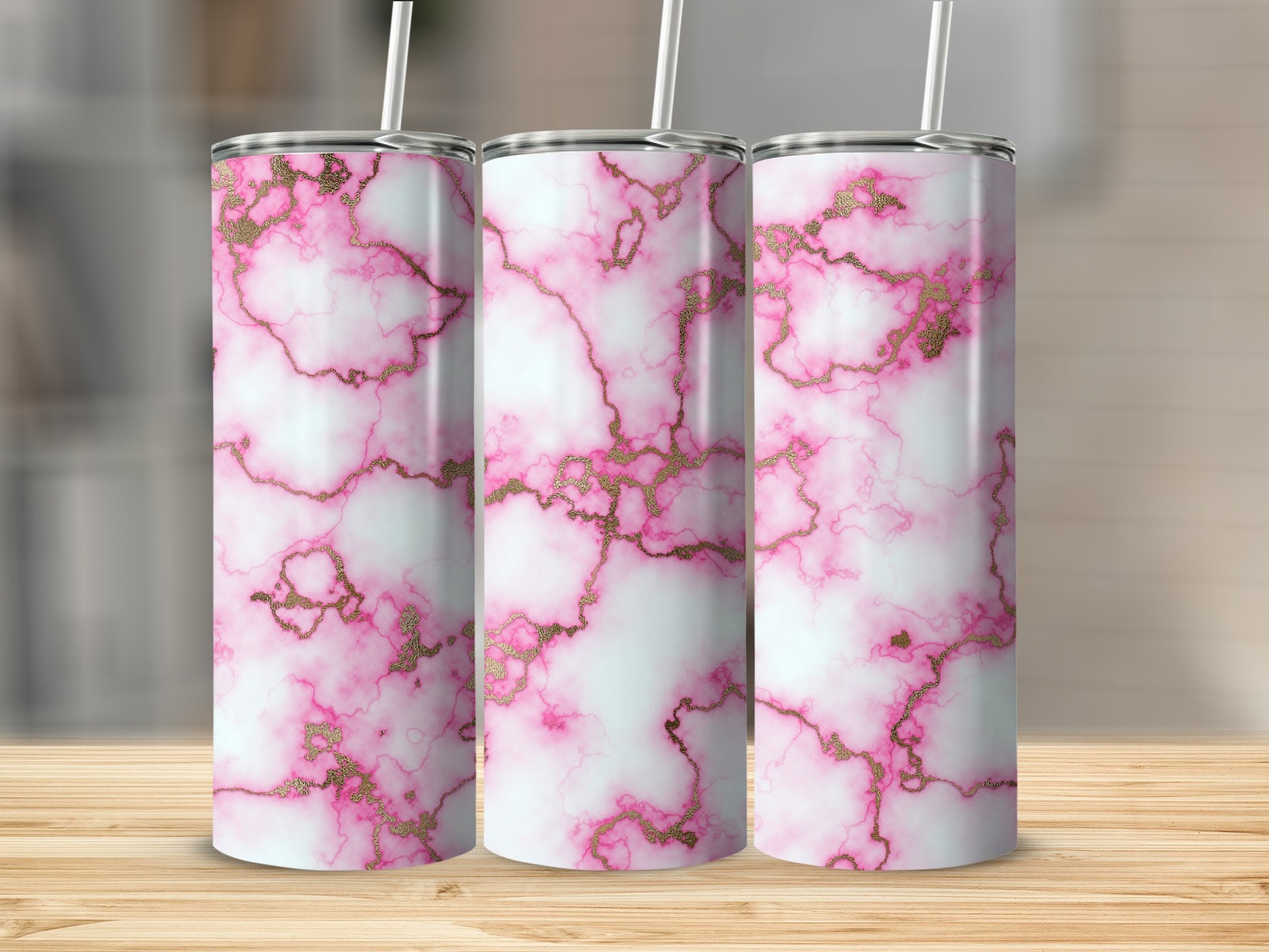 Pink White Gold Marble Pattern Slim Tumbler product type