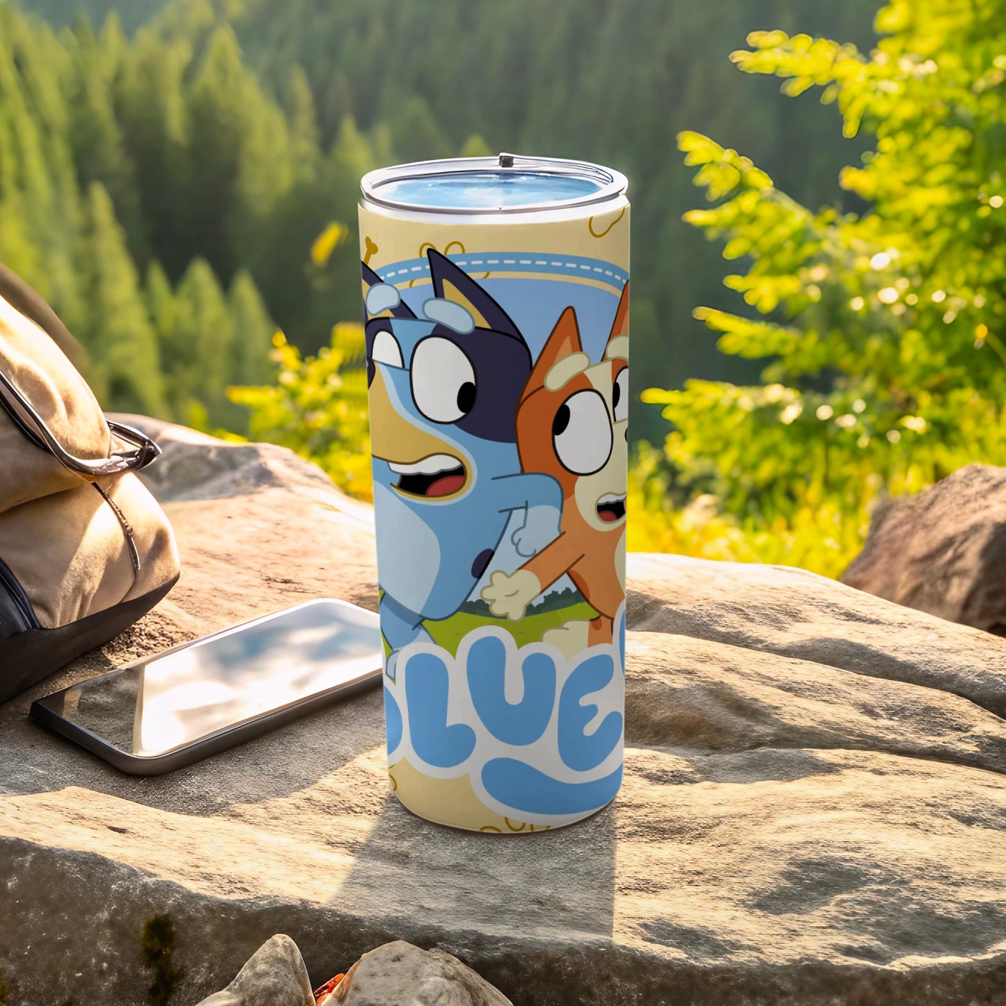 Colorful Bluey and Bingo Characters Insulated Tumbler
