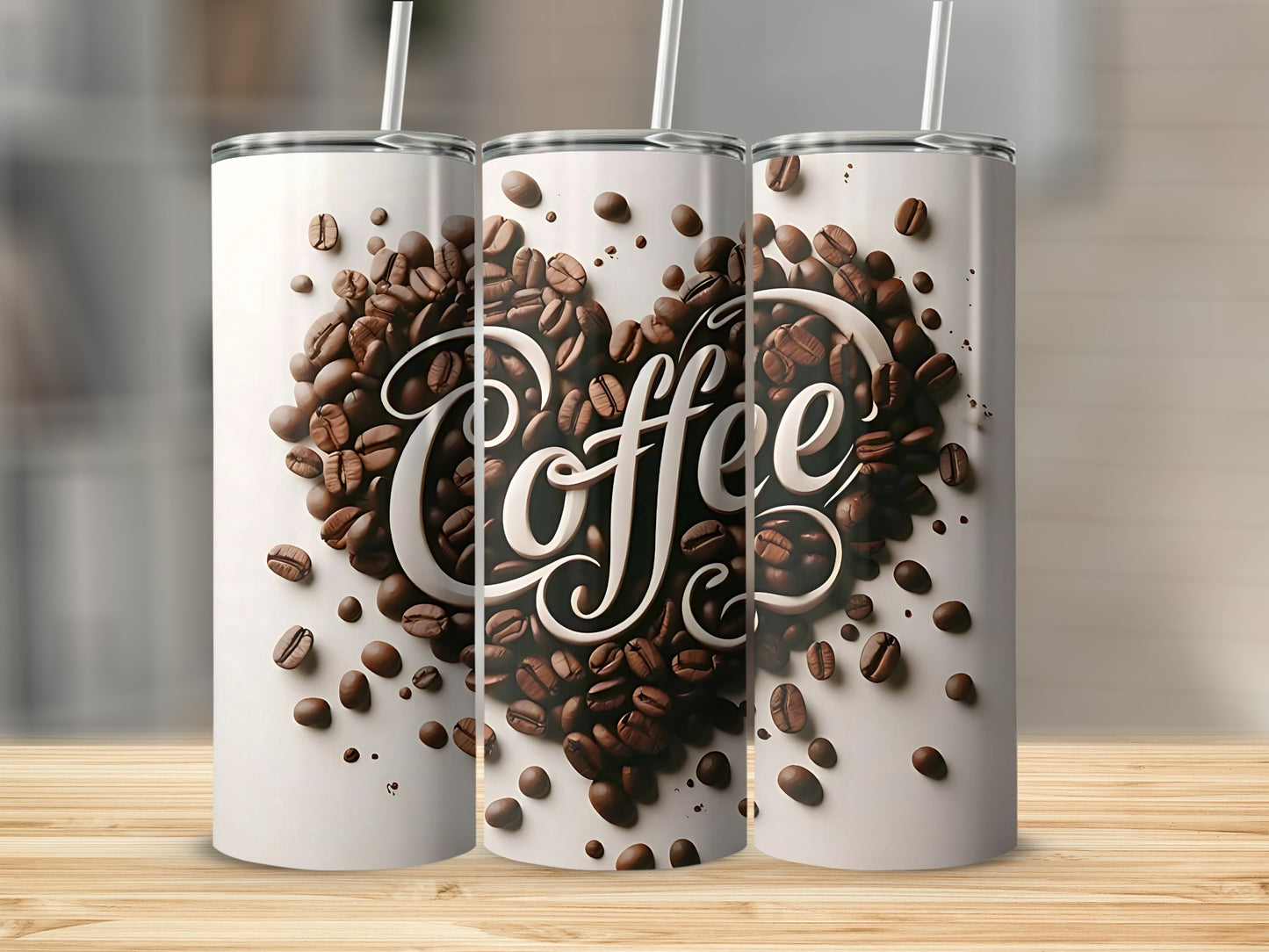 Coffee Lover Heart Shaped Coffee Beans Tumbler Product