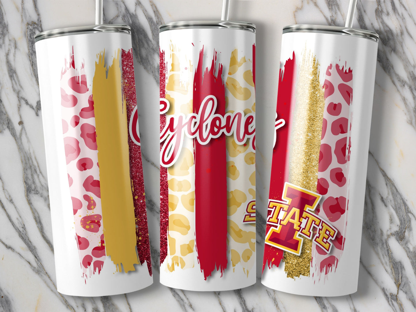 Iowa State Brush Stroke Stripes Cyclones Design Tumblers