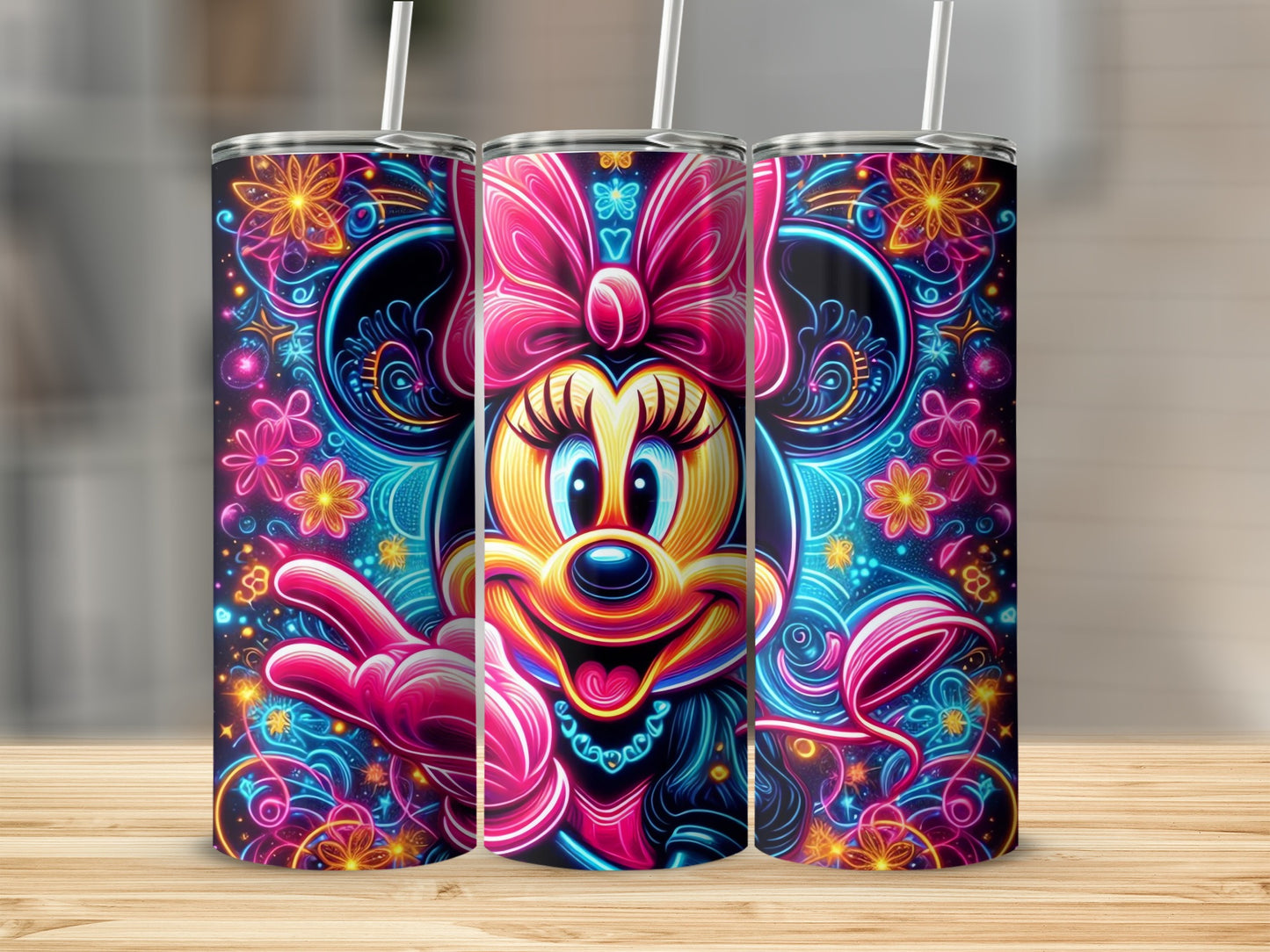 Colorful Cartoon Character Floral Design Tumbler