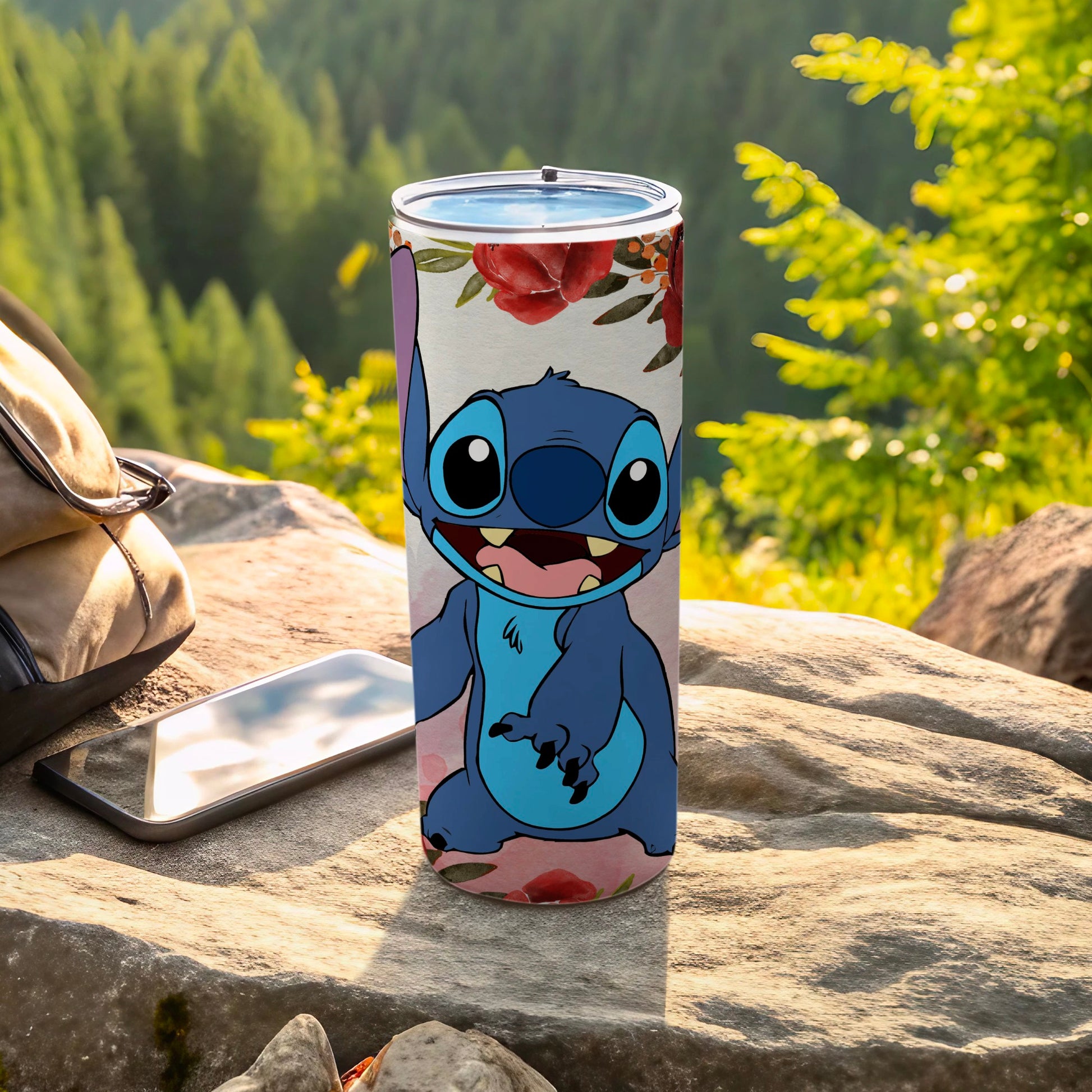 Cute Cartoon Character Floral Design Tumbler