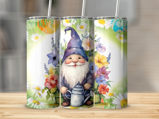 Colorful Gnome with Flowers Illustration Tumbler