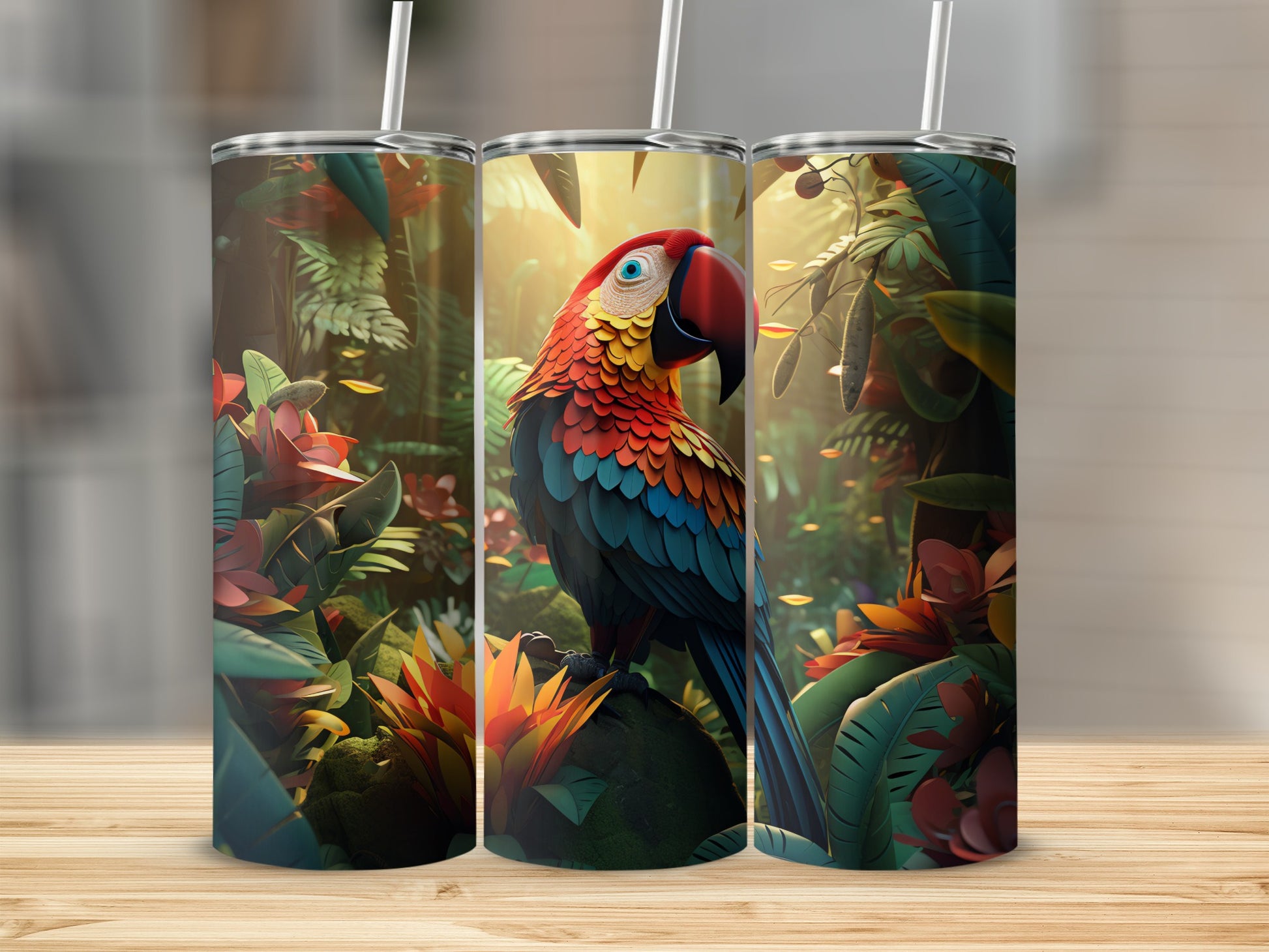Vibrant Exotic Parrot Jungle Scene Design product type