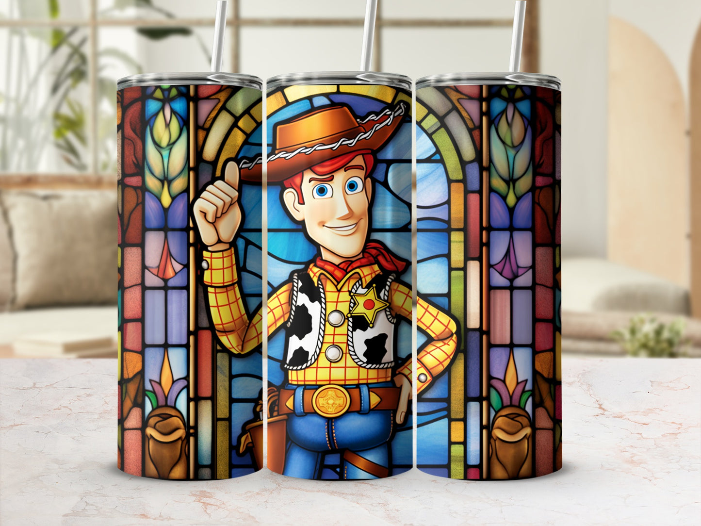 Colorful Stained Glass Cowboy Character Tumbler