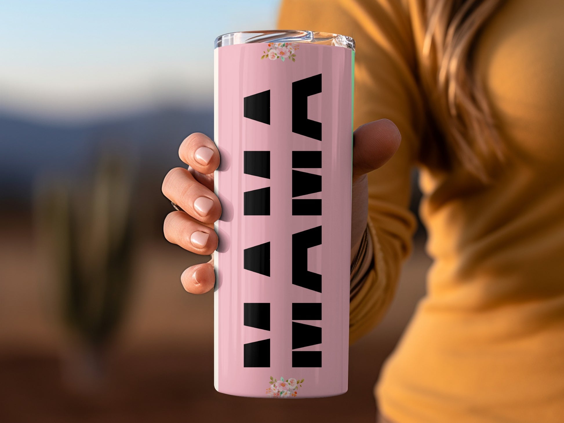 Stylish Pink MAMA Design Travel Mug for Moms