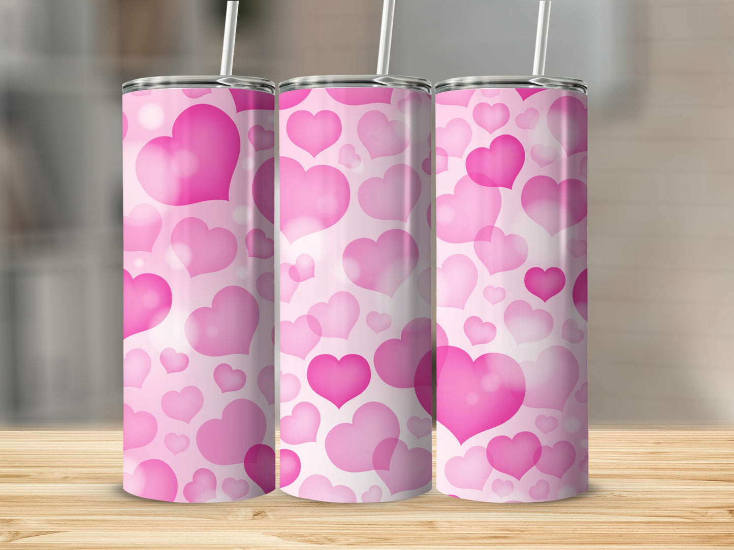 Pink Hearts Tumbler Perfect for Valentine's Day