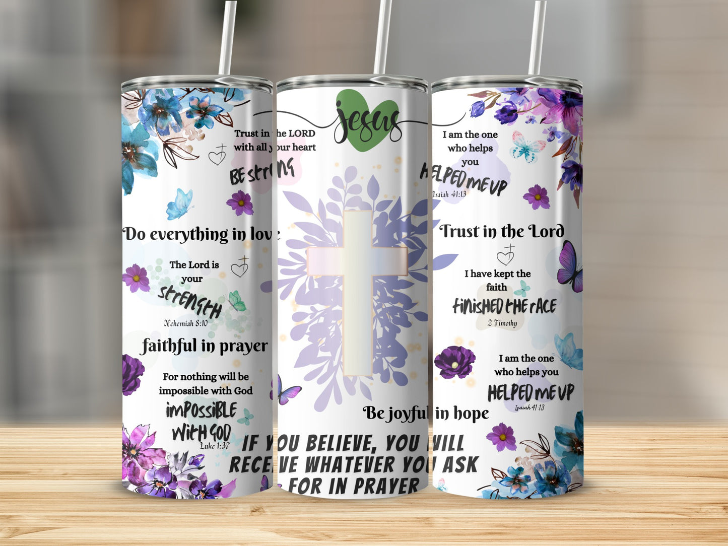 Inspirational Christian Quotes Stainless Steel Tumbler