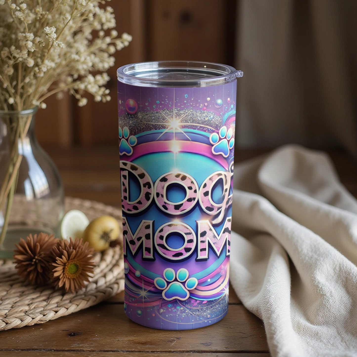 Colorful Dog Mom Insulated Tumbler for Pet Lovers