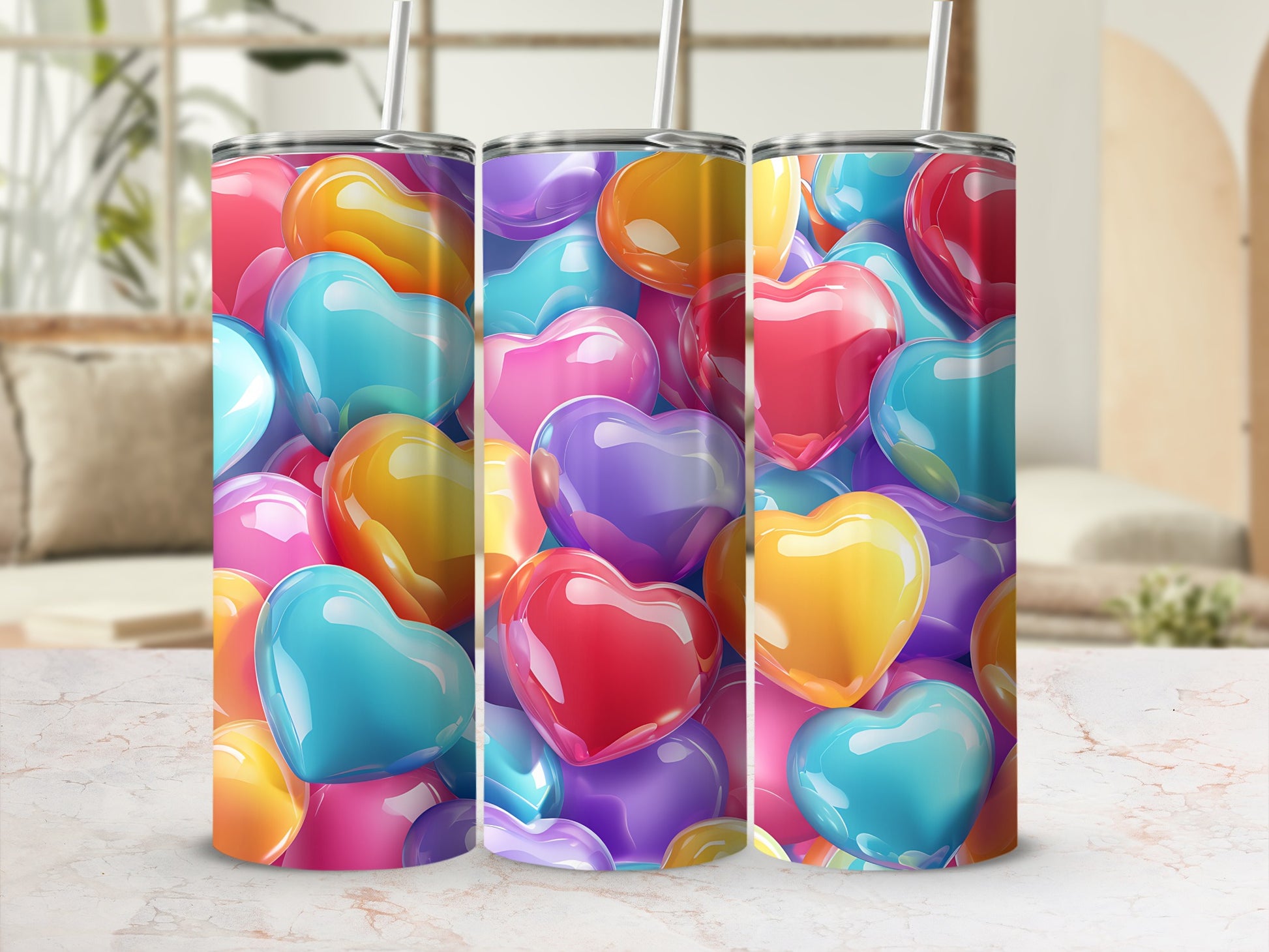 Bright Colorful Glossy Hearts Design product type