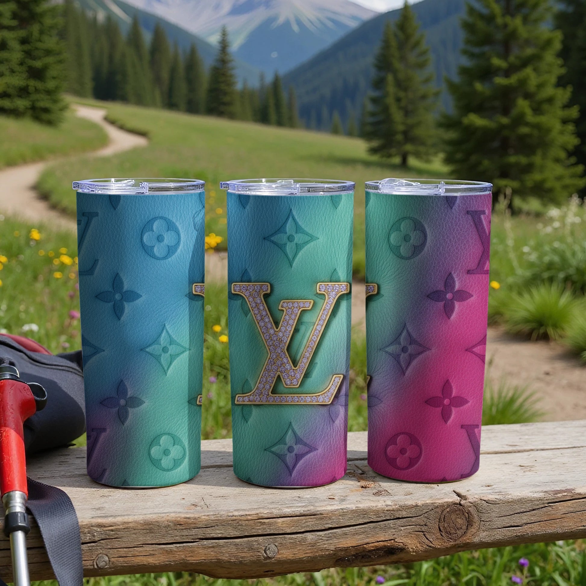 Stylish Gradient Pattern Travel Tumbler with Unique Design