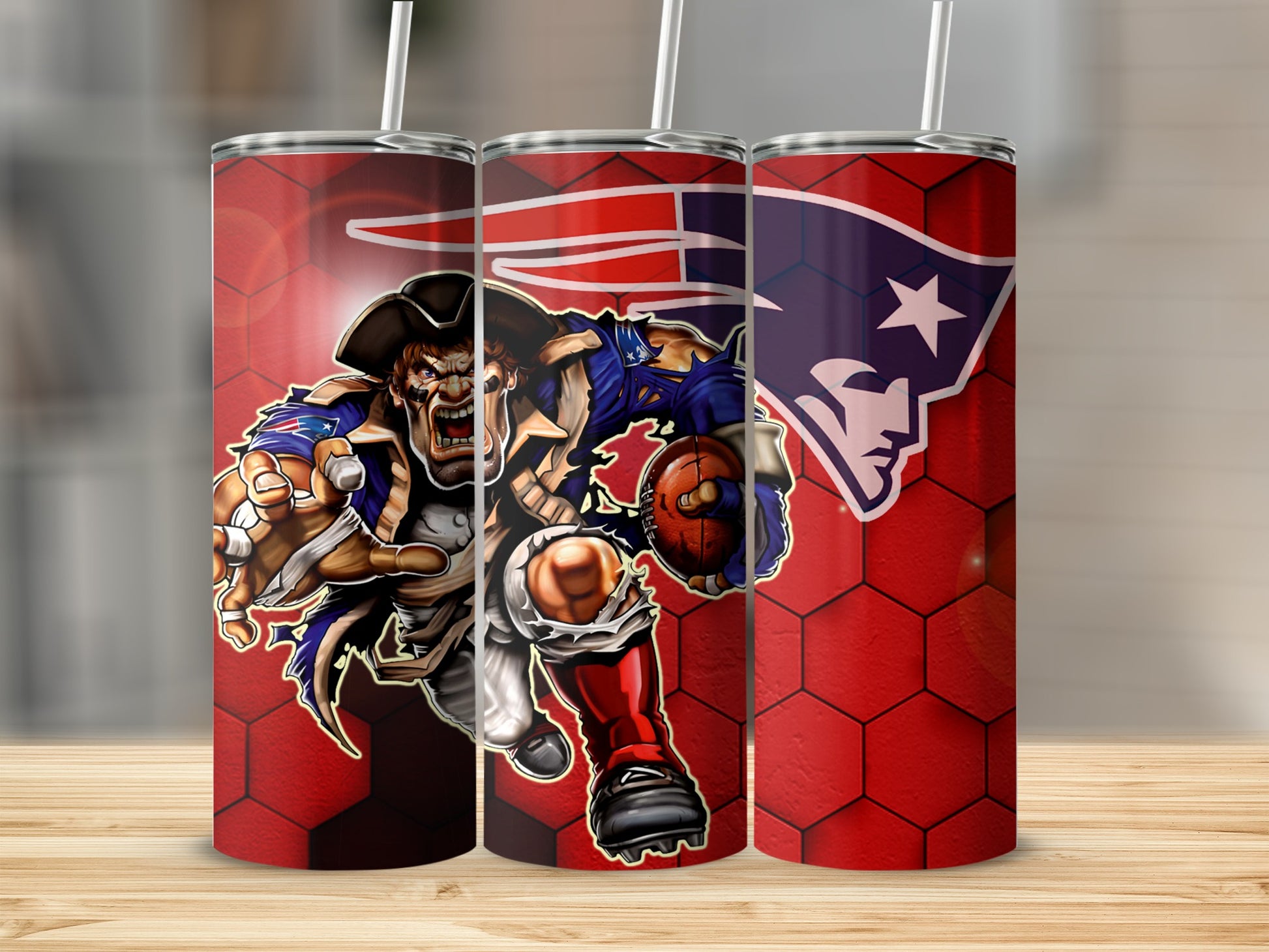 Rugged Football Warrior Tumbler with Patriot Logo