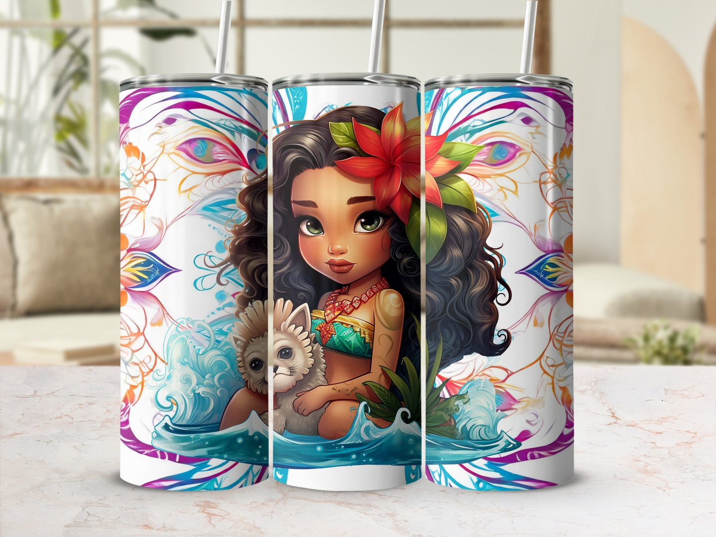 Vibrant Tropical Character Design Insulated Tumbler