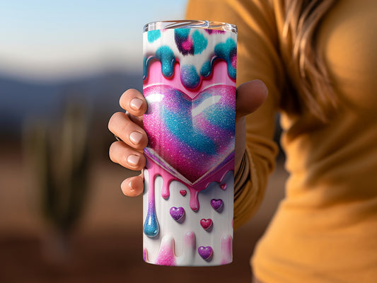 Heart with Dripping Paint Valentine's Day! Colorful Heart in Drip Design Decorative Pattern Tumblers
