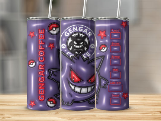 Gengar Coffee Theme Customizable Tumbler With Lid