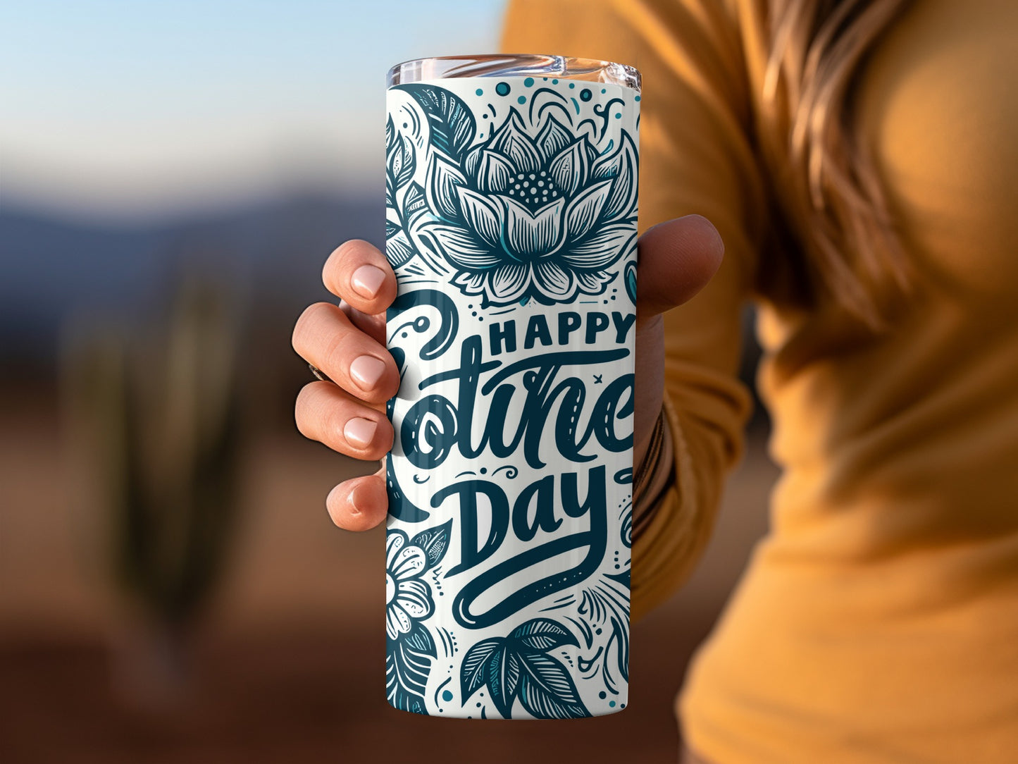 Happy Lotus Day Inspirational Floral Travel Mug