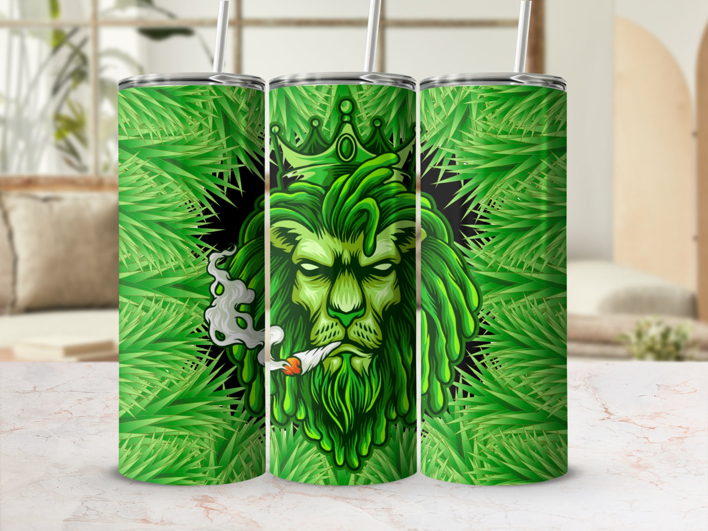 Green Lion With Crown Smoking Weed Tumbler Product