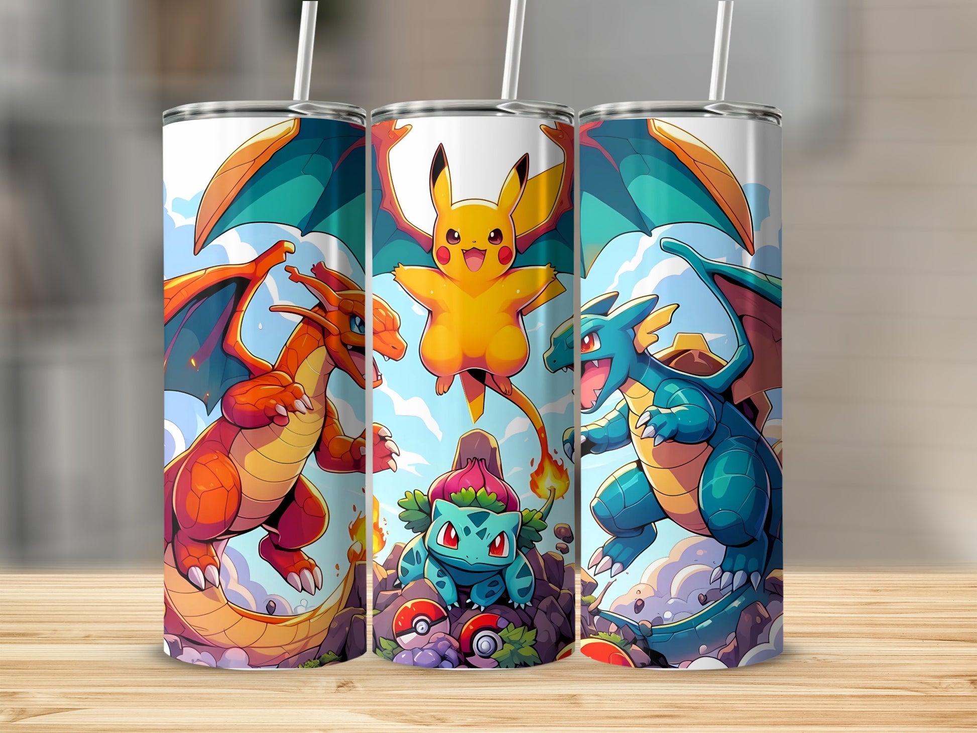 Colorful Pokémon Characters Insulated Tumbler Cup