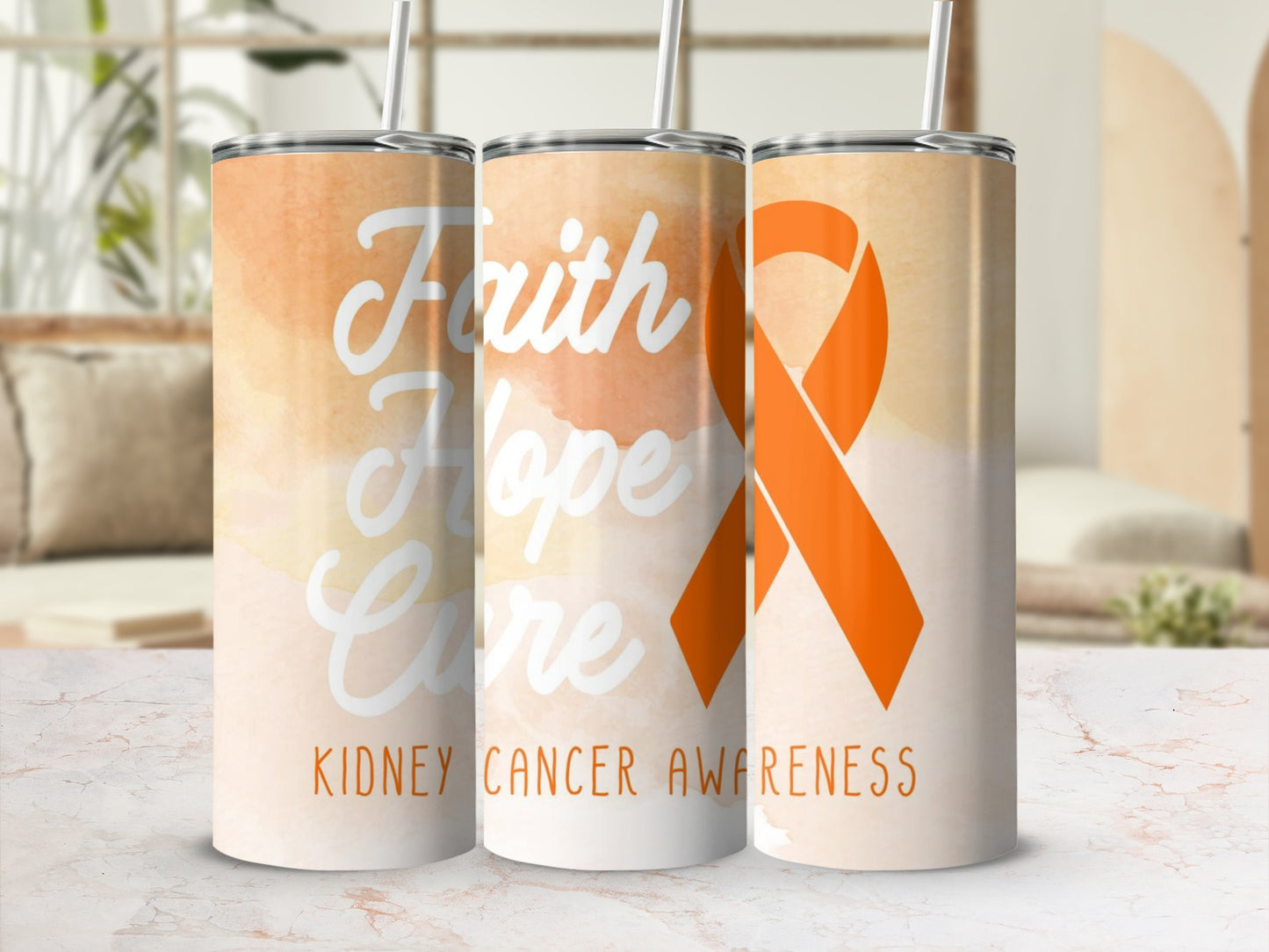 Faith Hope Cure Kidney Cancer Awareness Tumbler