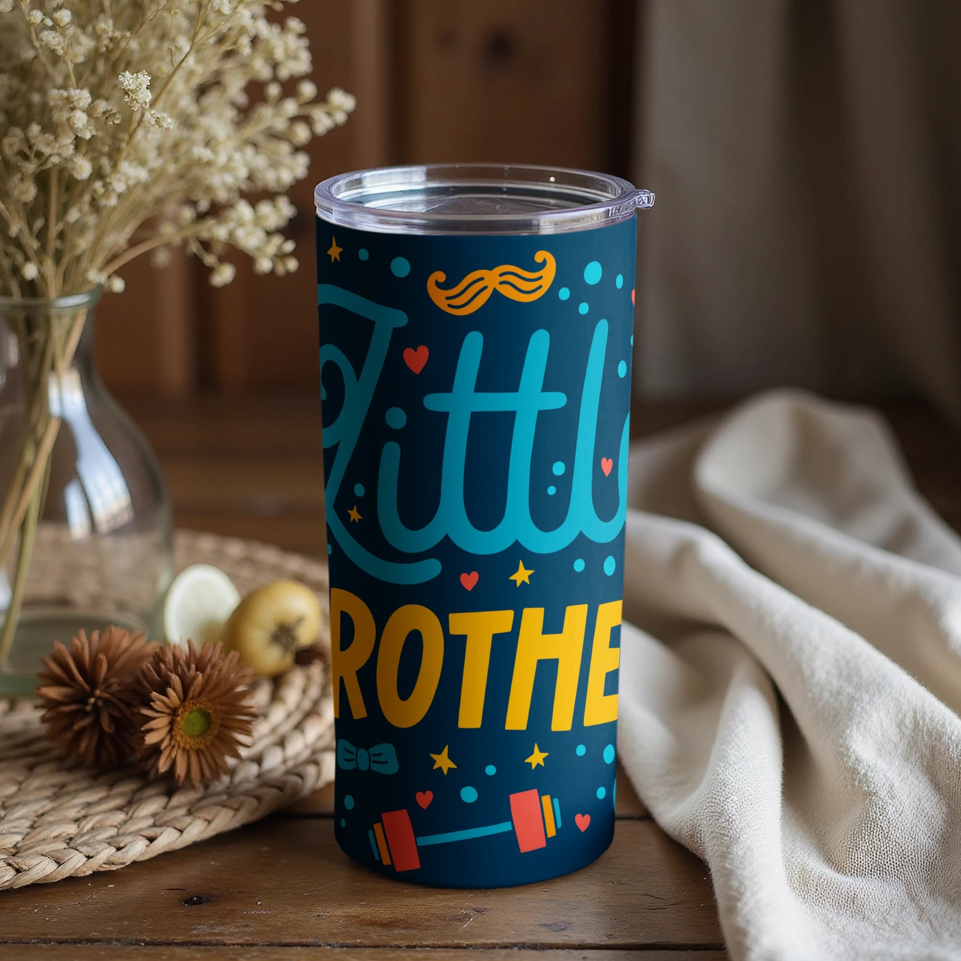 Cute Little Brother Design Tumbler With Lid Accessory