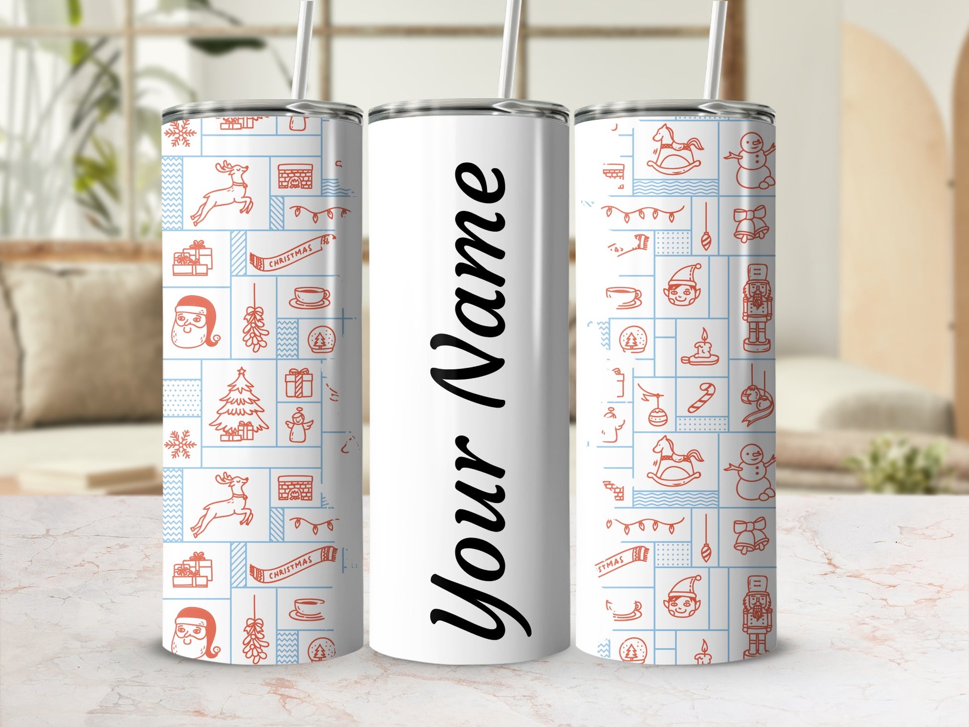 Personalized Christmas Themed Insulated Tumbler