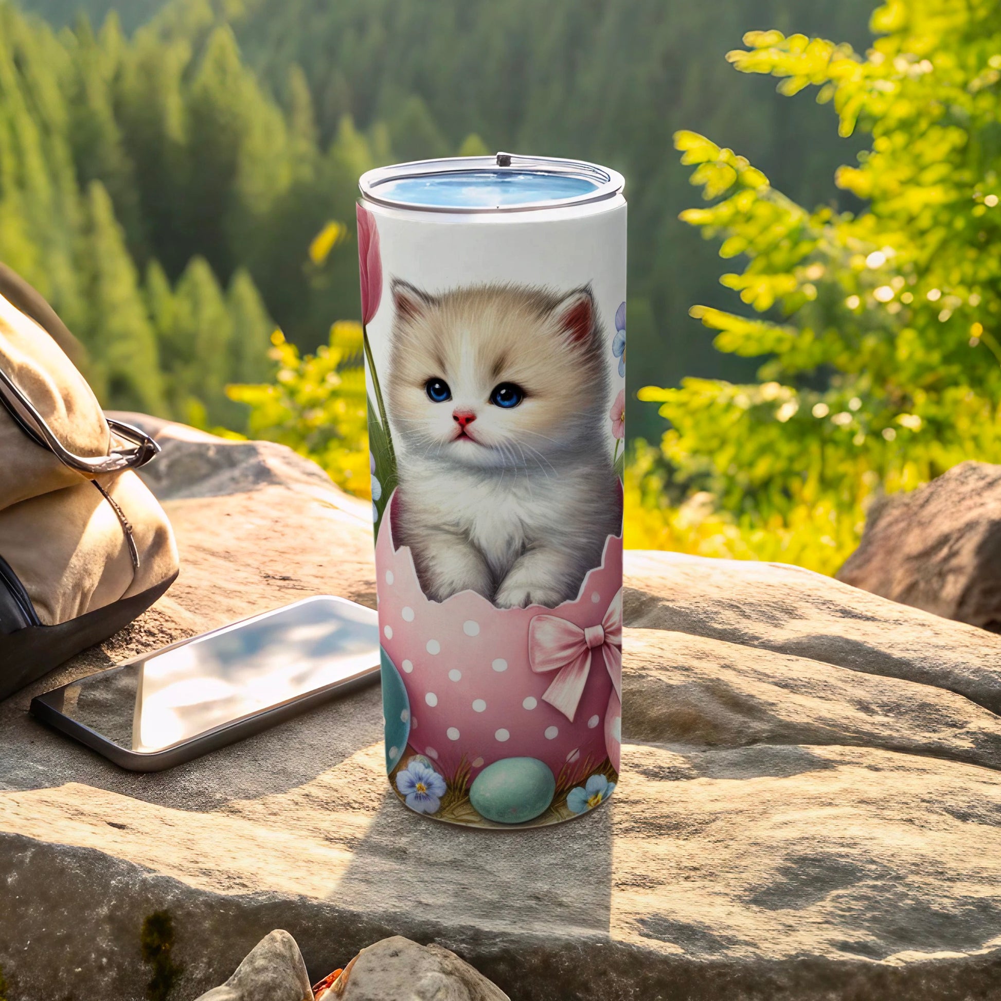 Cute Fluffy Kitten Easter Egg Design Tumbler product type