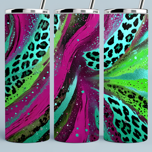 Leopard colorful Agate with green and hot pink