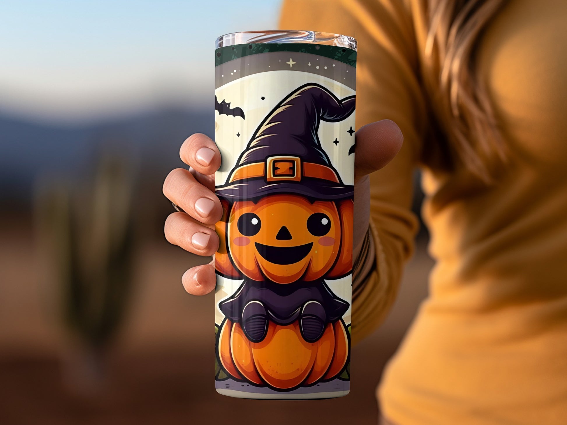 Cute Halloween Pumpkin Witch Tumbler for Festive Fun