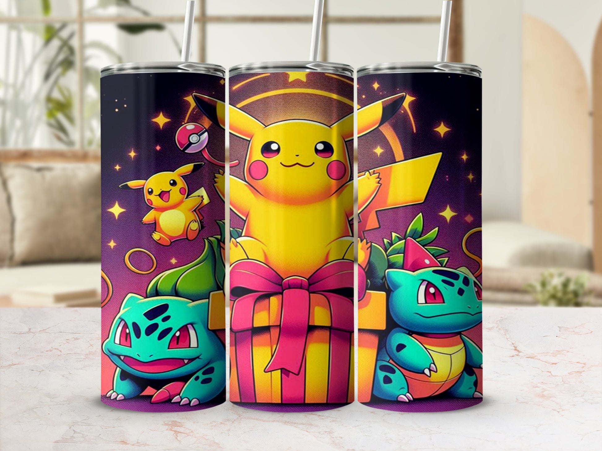Vibrant Pikachu and Friends Insulated Tumbler Cup