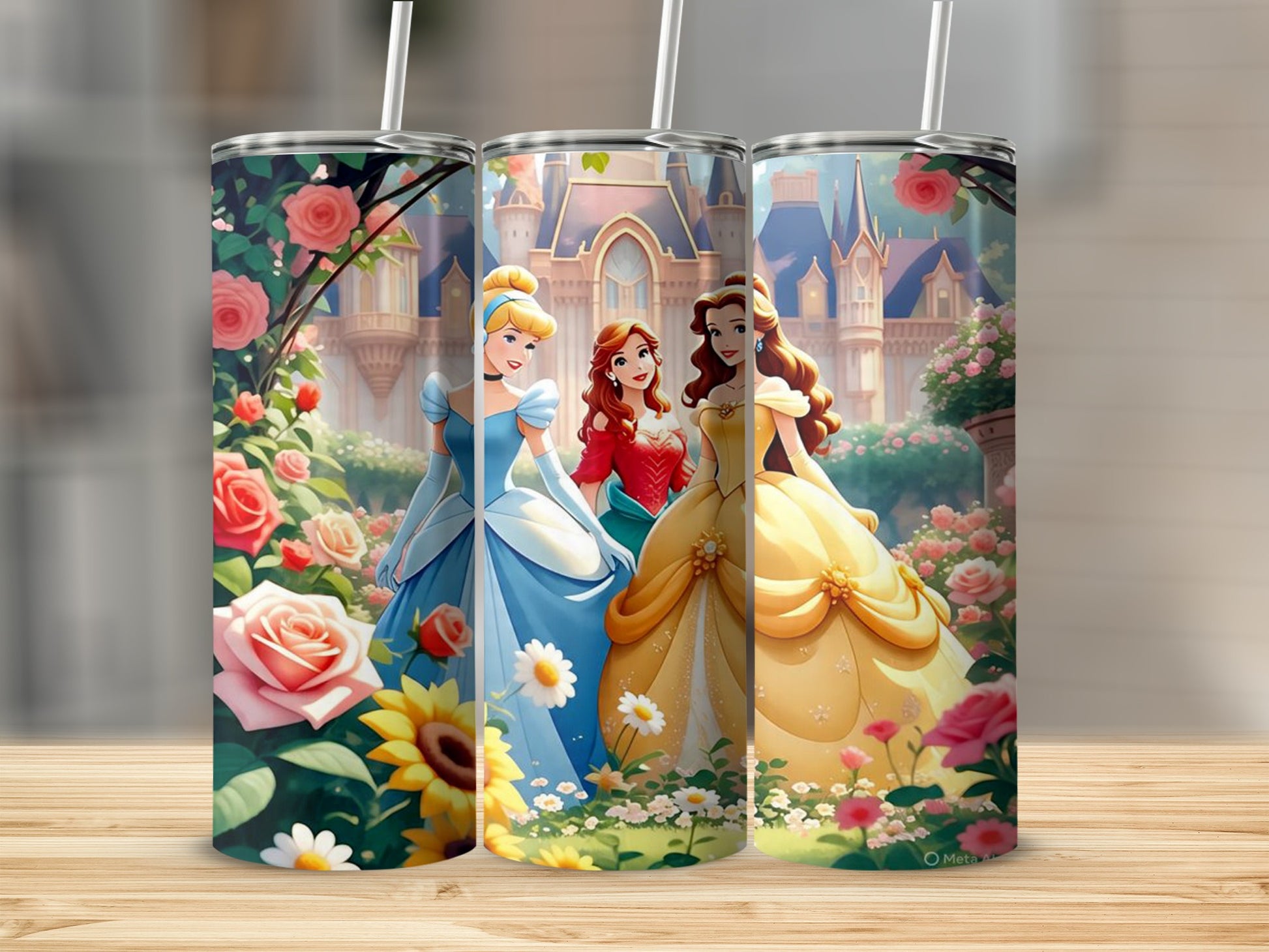 Disney Princesses Castle Floral Themed Tumbler