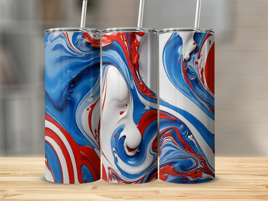 Vibrant Red White Blue Swirl Fluid Tumbler product type