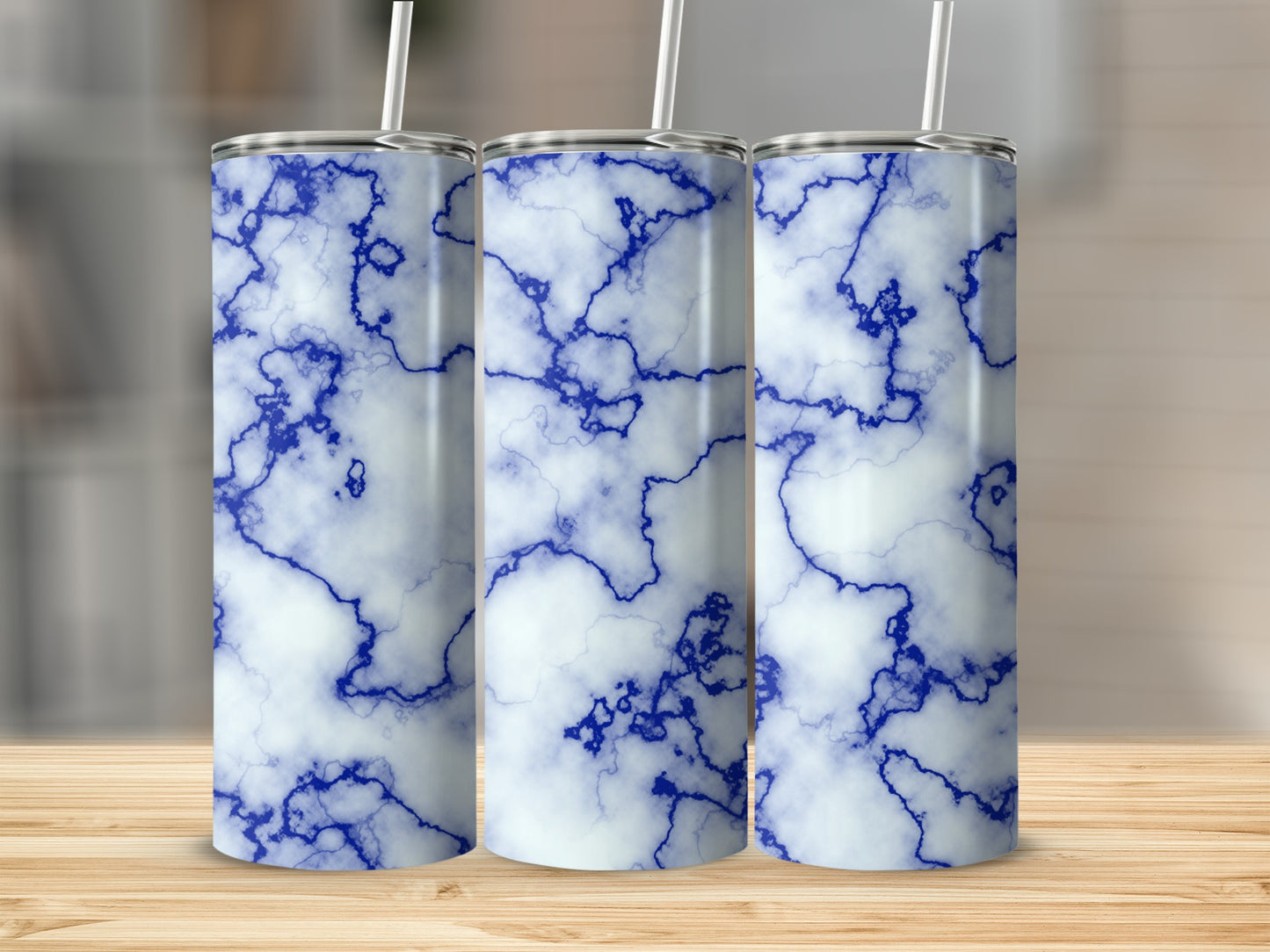 Blue Veins on White Abstract Design for Stylish Tumblers