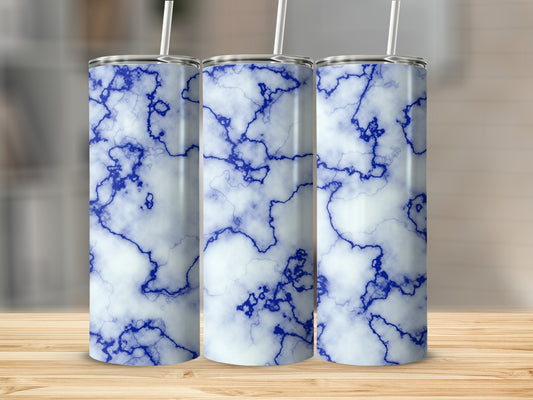 Blue Veins on White Abstract Design for Stylish Tumblers