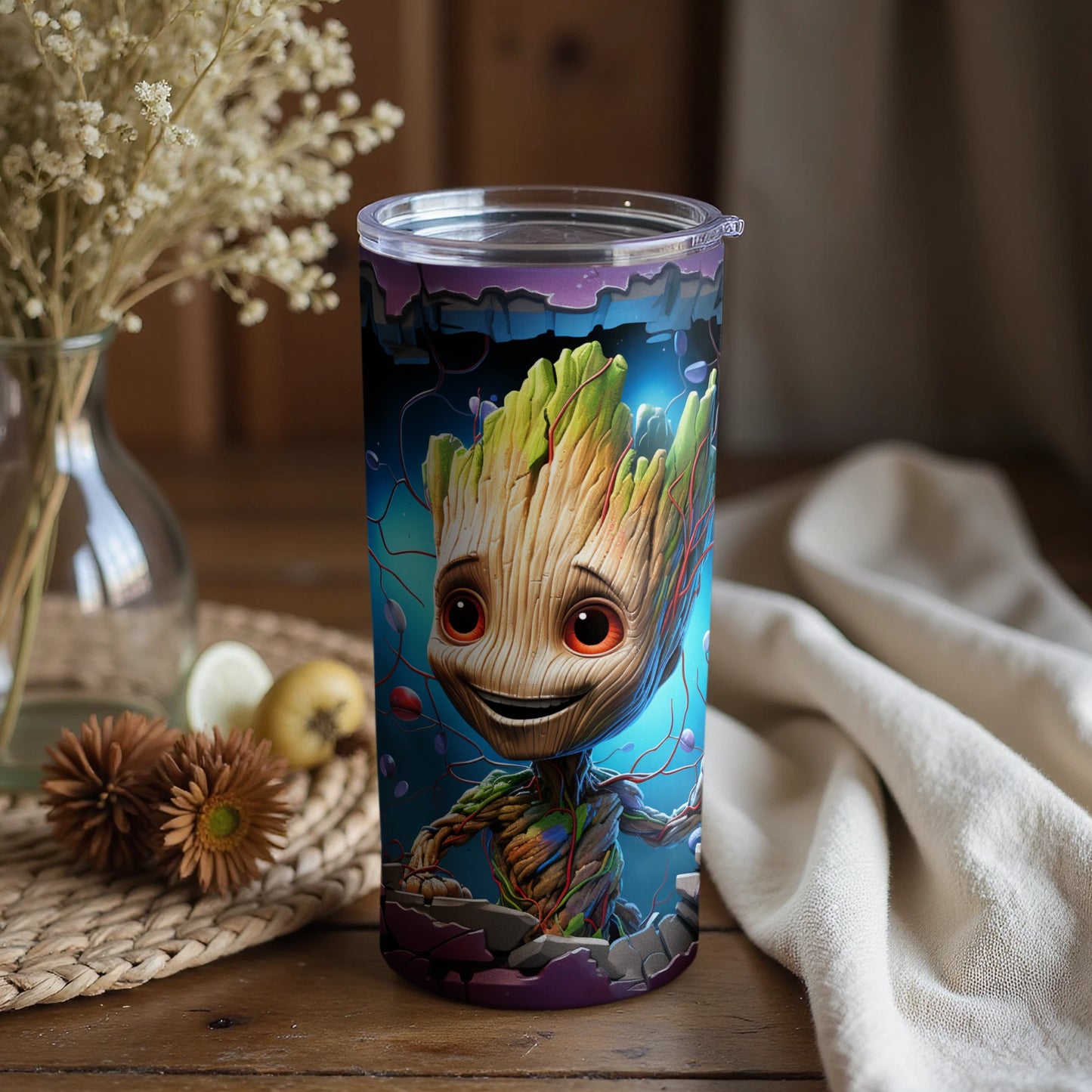 Adorable Tree Character on Colorful Tumbler