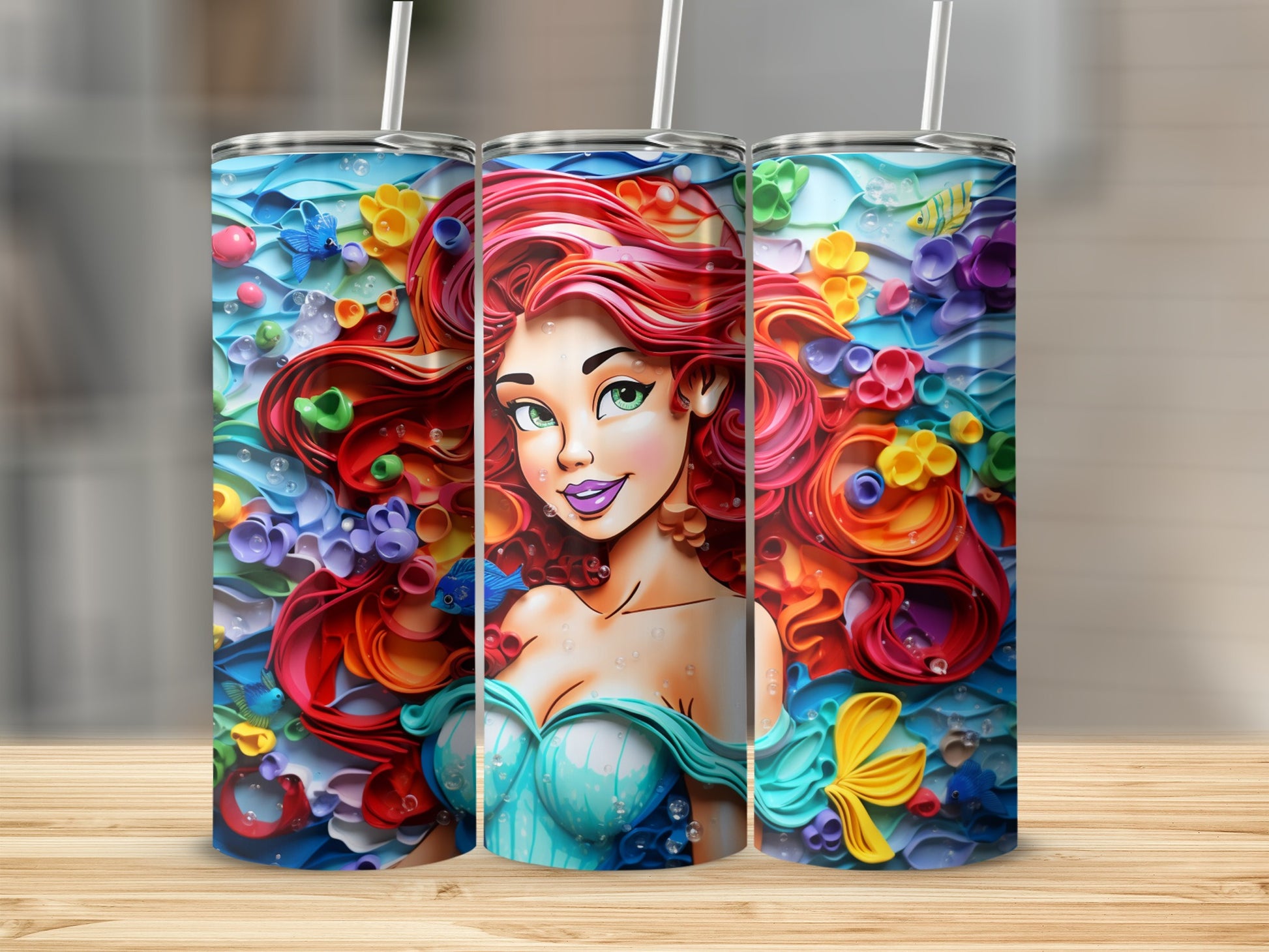 Vibrant Mermaid Underwater Scene Colorful Tumbler