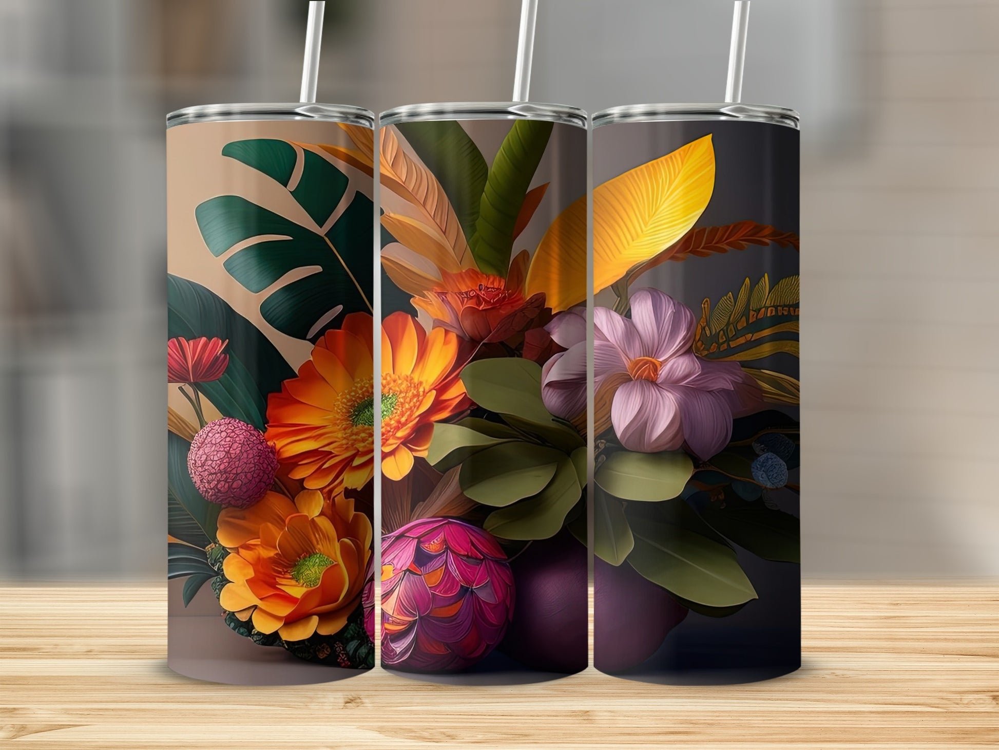 Vibrant Floral Design Tall Tumbler Drinkware Collection