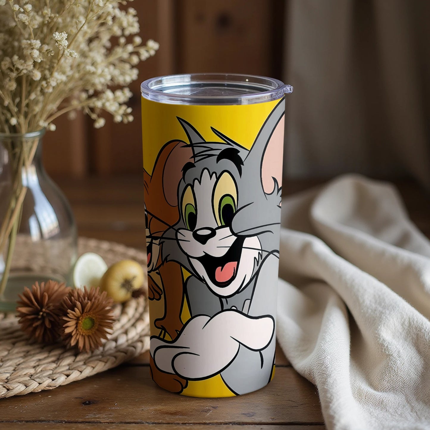 Colorful Tom and Jerry Design Tumbler for Everyday Use