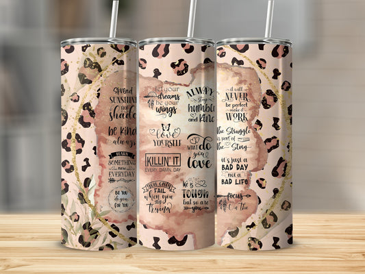 Motivational Quotes Leopard Print Tumbler Cup