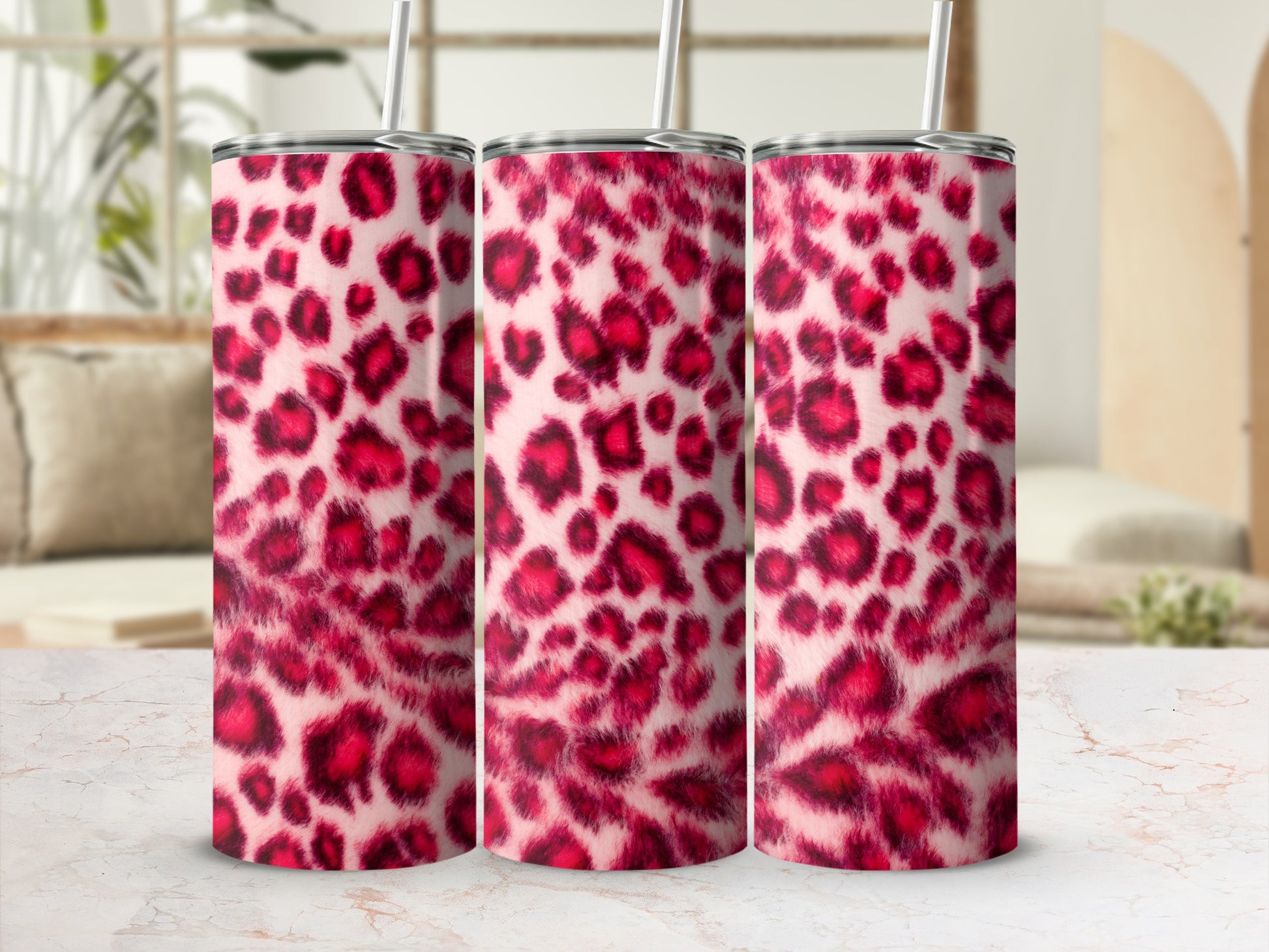 Red Leopard Print Skinny Tumbler product