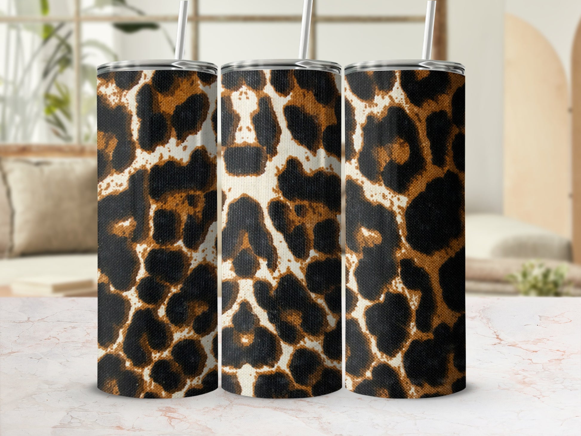 Leopard Print Tumbler for Stylish Beverage Enjoyment