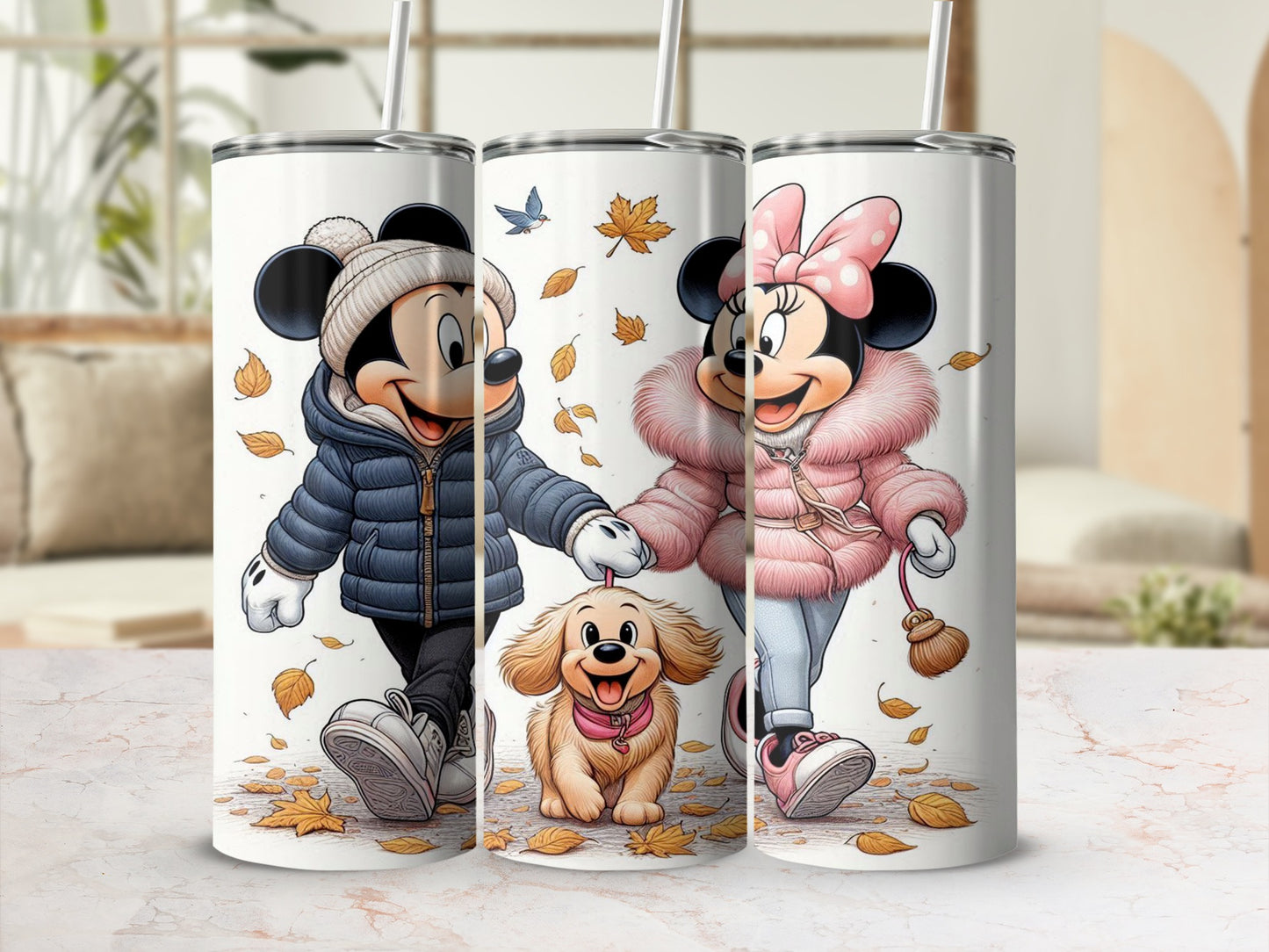 Mickey and Minnie Autumn Walk Insulated Tumbler Cups