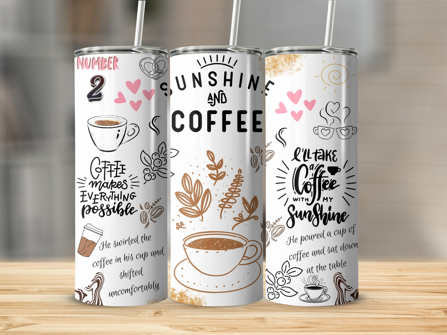 Coffee Motivational Quote and Illustration Tumbler