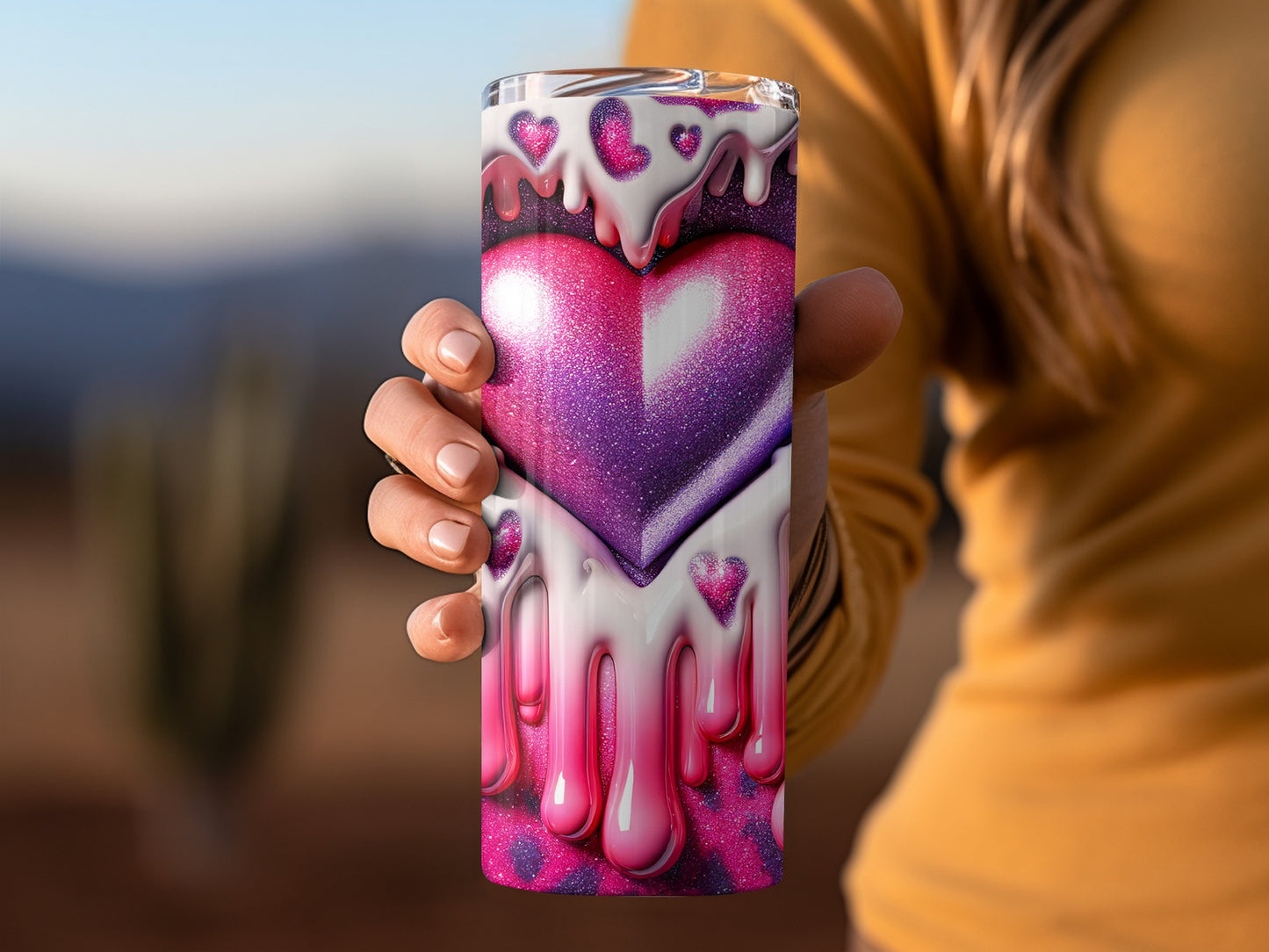 Heart Dripping With Hearts Pattern Design Valentine Tumblers