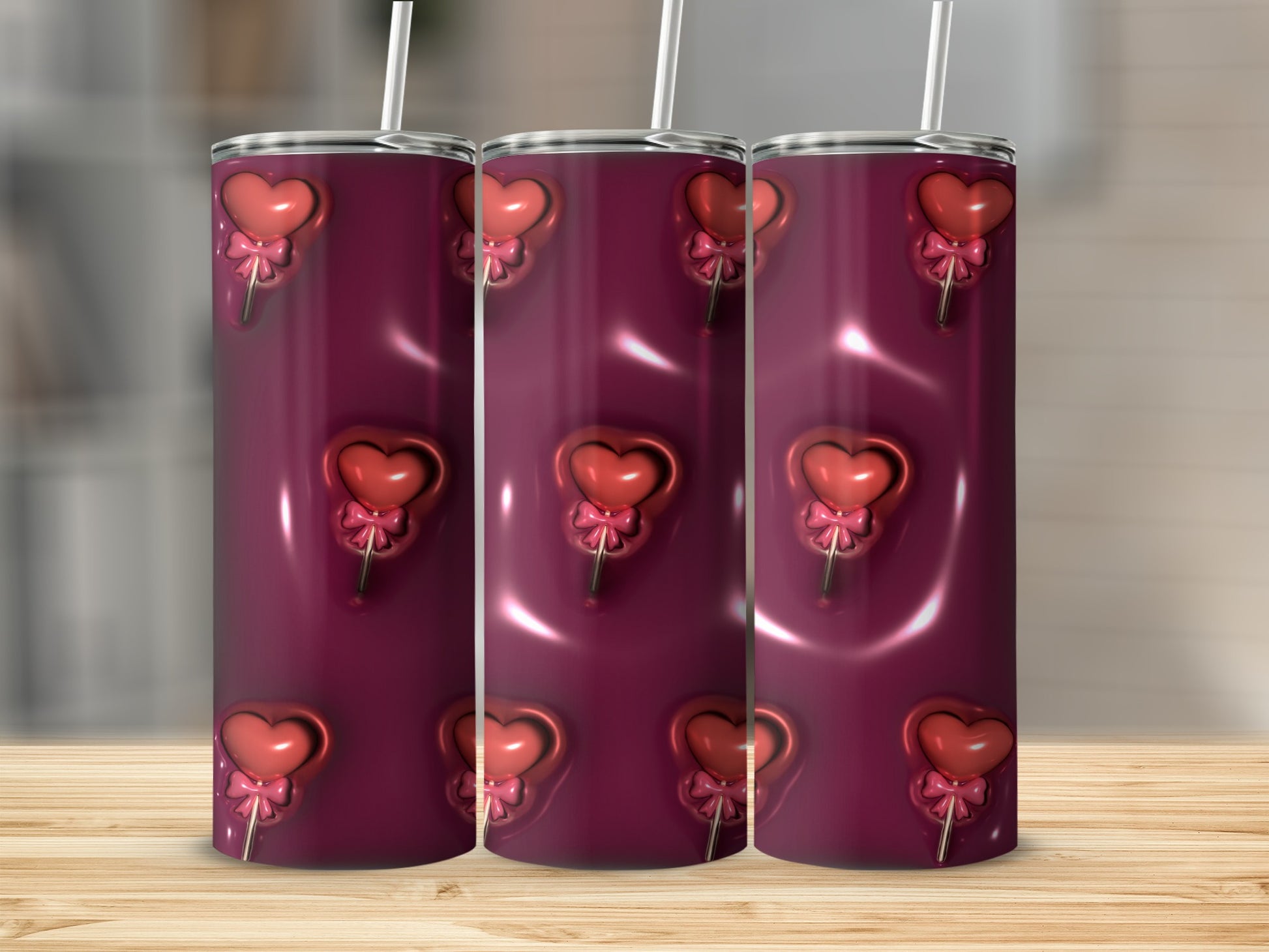 Heart Shaped Lollipop Pattern Tumbler Cup